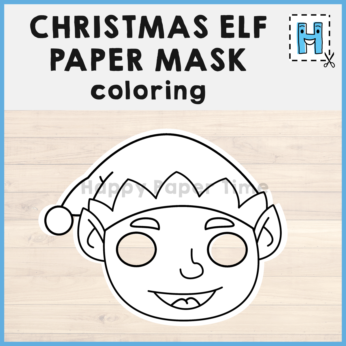 Christmas Elf Paper Mask Printable Coloring Costume Craft Activity regarding Christmas Elf Mask Printable