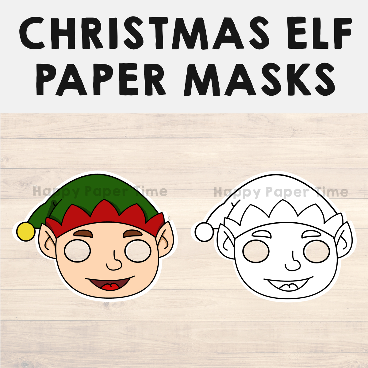 Christmas Elf Paper Mask Printable Coloring Costume Craft Activity regarding Elf Mask Printable