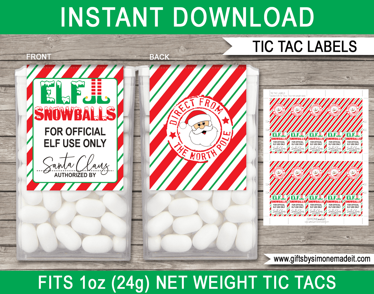 Christmas Elf Snowball Tic Tac Labels Template for Printable Elf On The Shelf Snowball Fight