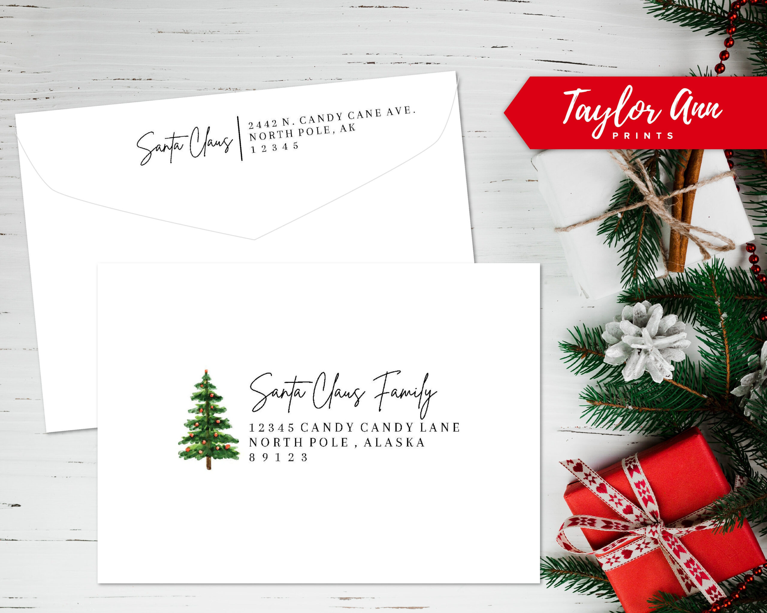 Christmas Envelope Address Template Editable Printable Classic regarding Printable Christmas Card Envelopes