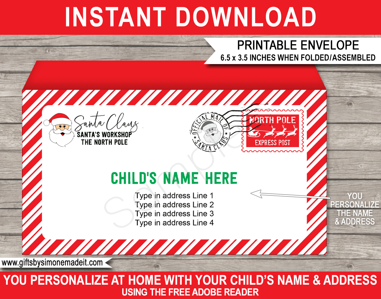 Christmas Envelope (From Santa) - Red & Green inside North Pole Envelope Printable