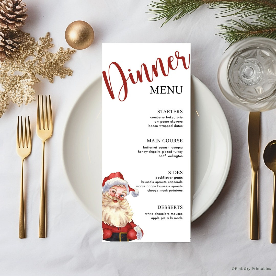 Christmas Eve Dinner Menu Template Christmas Dinner Menu Template within Christmas Menu Template Printable
