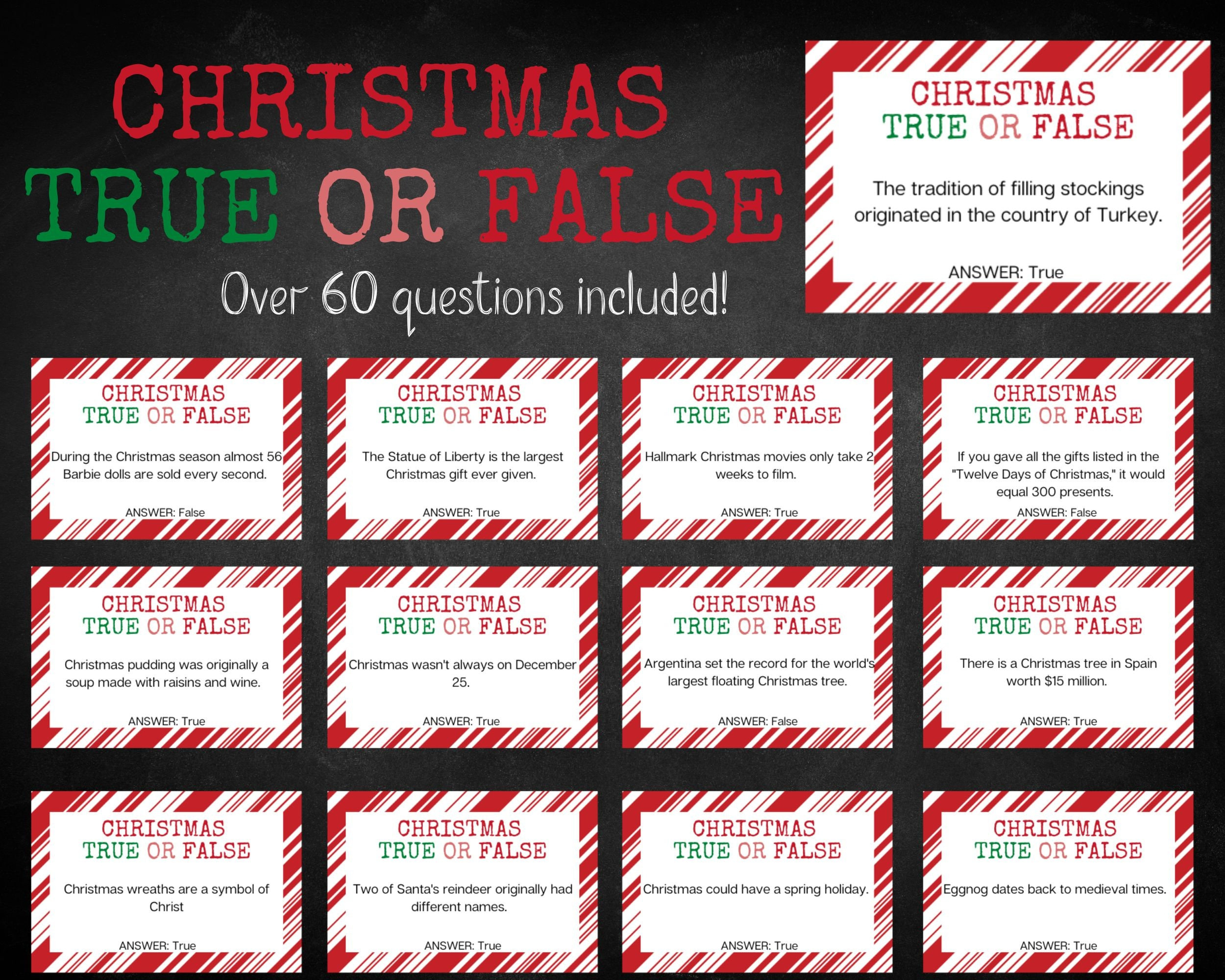 Christmas Facts True Or False Quiz, Christmas Day Family Quiz throughout Christmas True Or False Quiz Printable