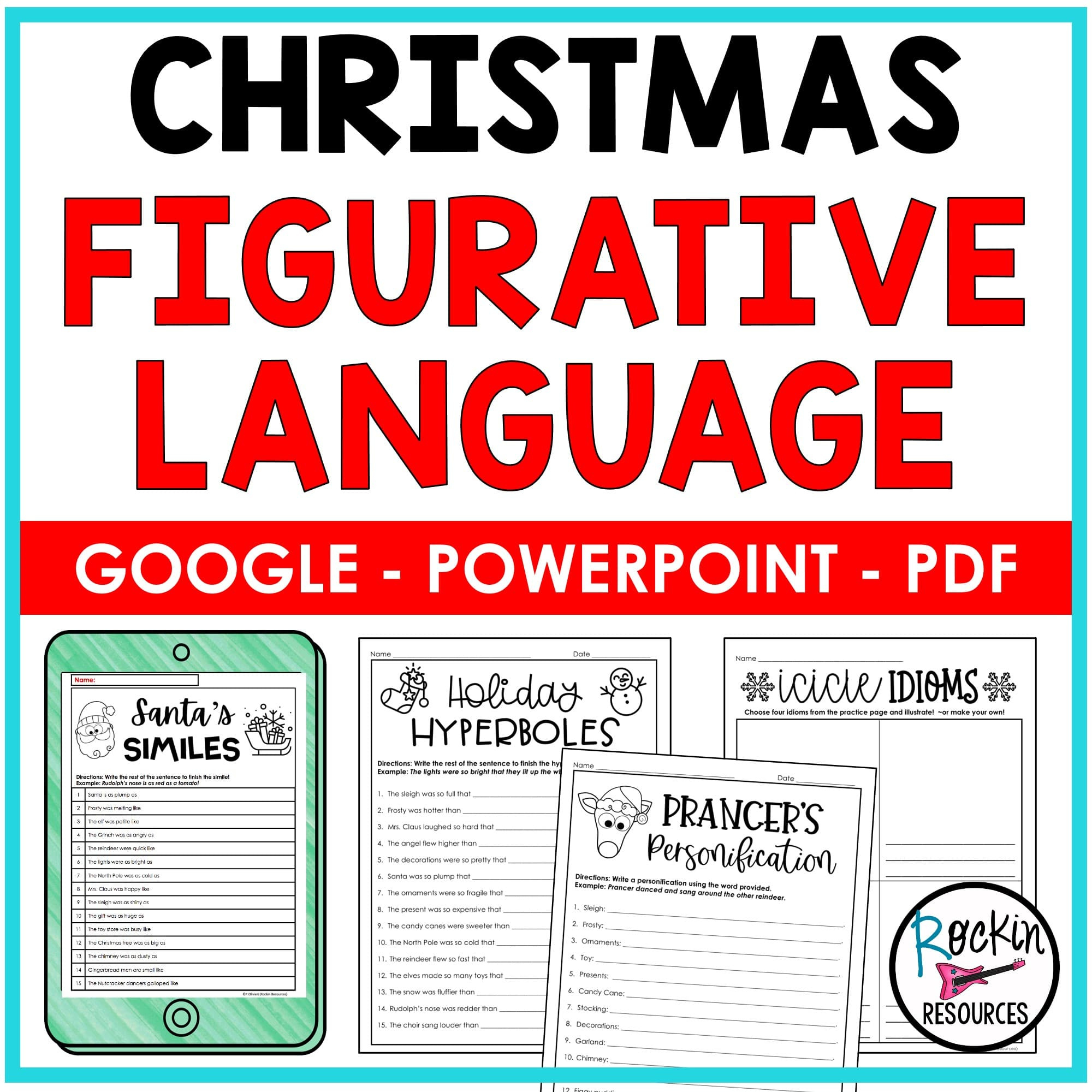 Christmas Figurative Language - Rockin Resources throughout Christmas Figurative Language Worksheets