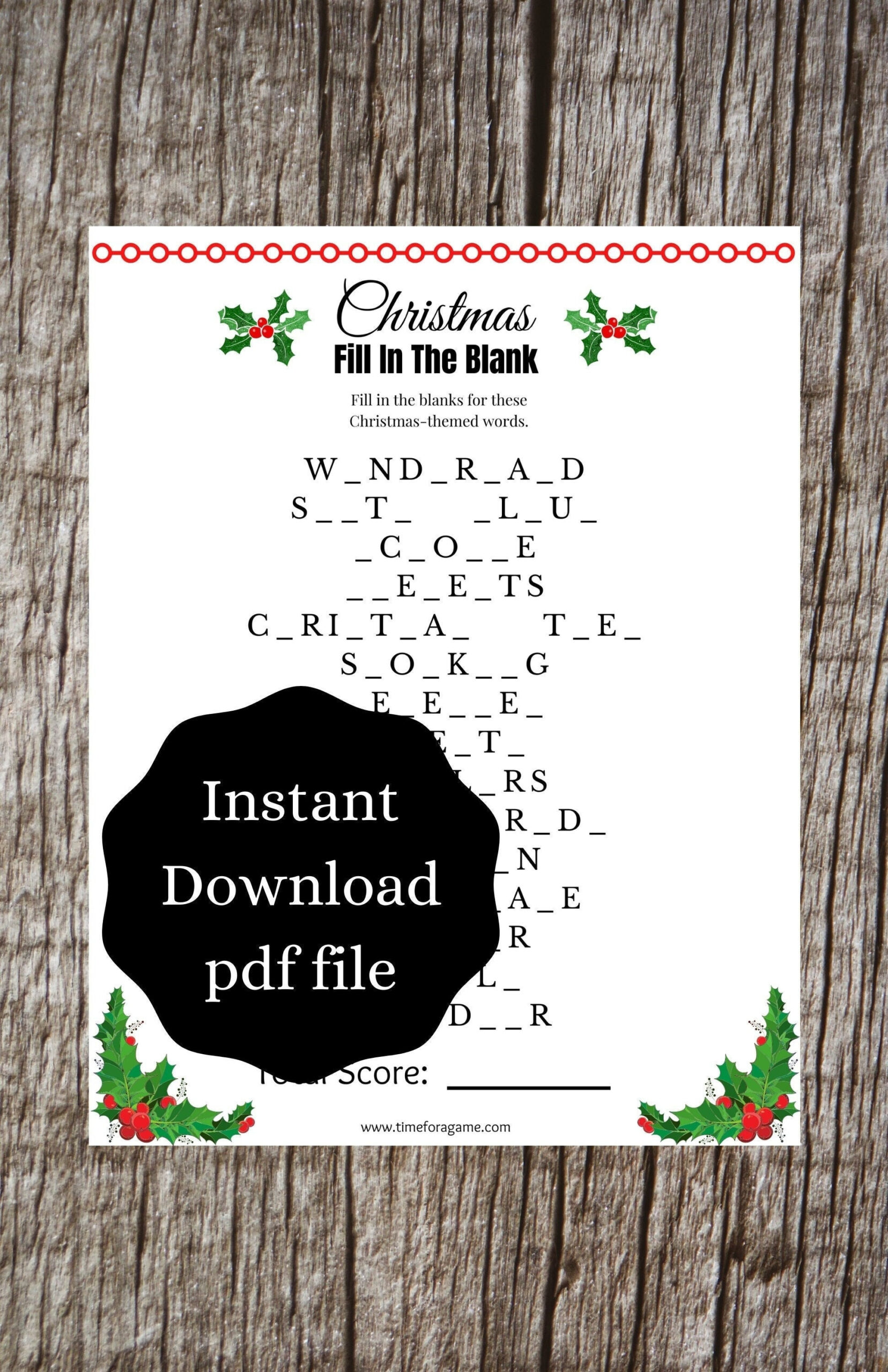 Christmas Fill In The Blank Game | Holiday Party Printable (Pdf within Christmas Fill In The Blank Games Printable