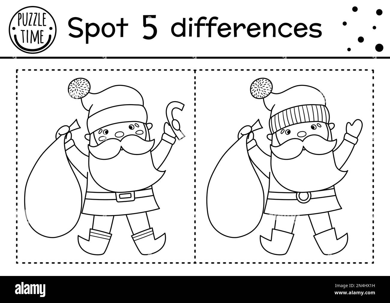 Christmas Find Differences And Color Game For Children. Winter with Christmas Spot the Difference Worksheets