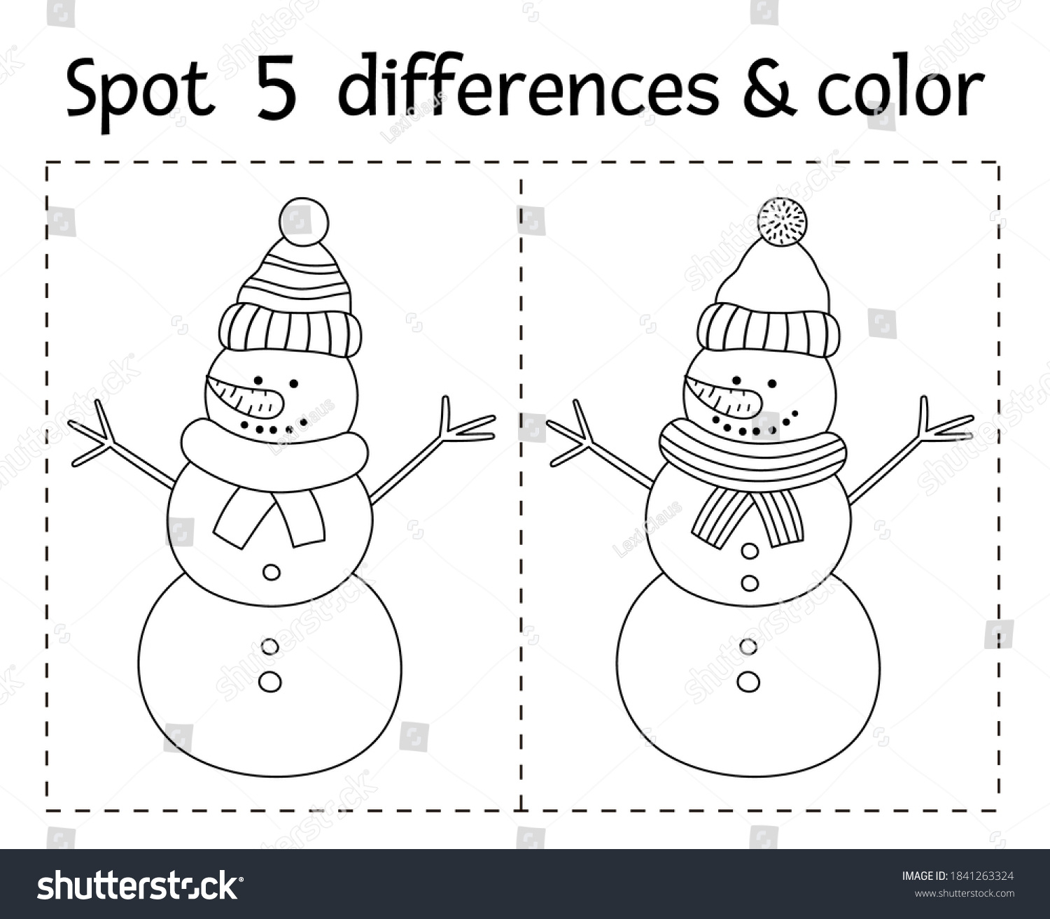Christmas Find Differences Color Game Children Stock Vector with Spot The Difference Printable Christmas