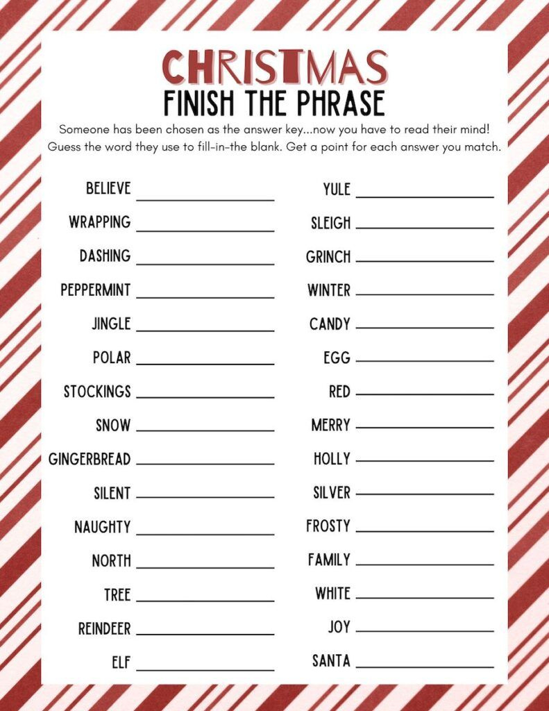 Christmas Finish My Phrase Free Printable Activity - Originalmom for Christmas Finish My Phrase Free Printable
