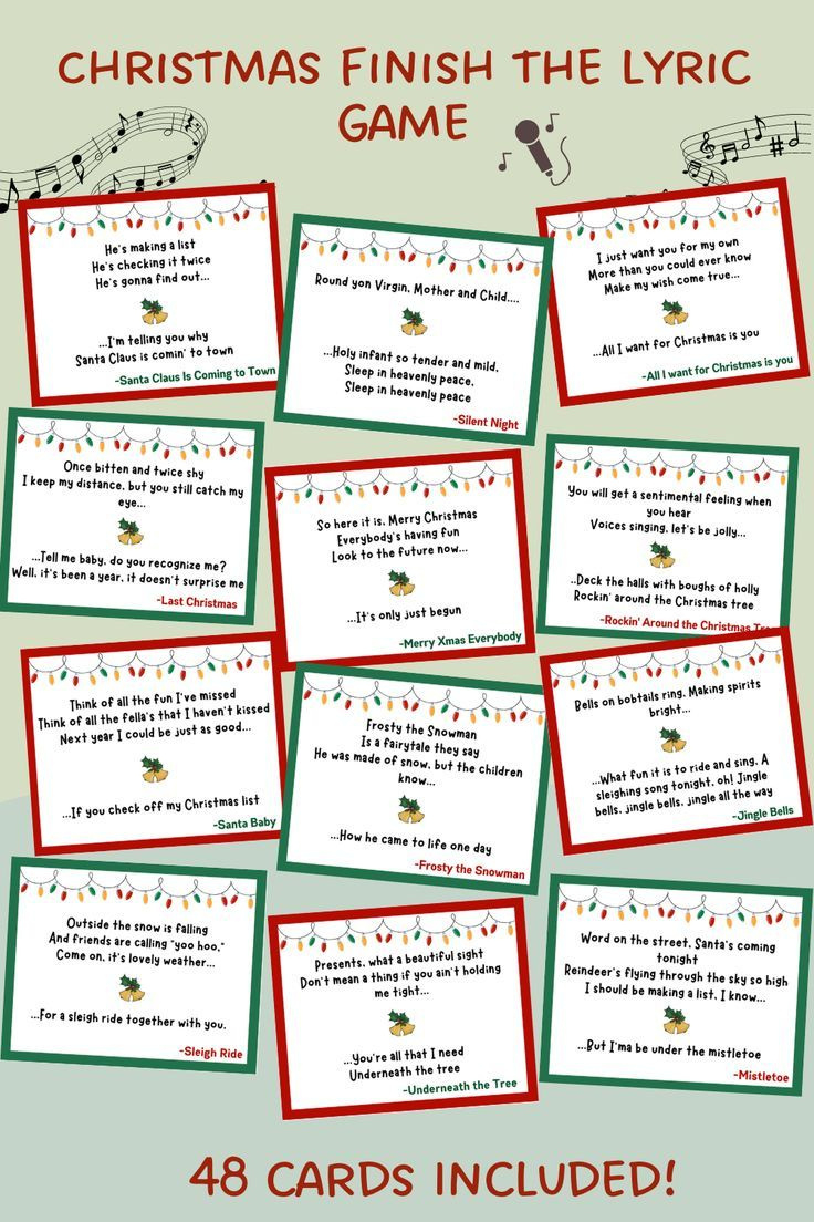 Christmas Finish The Lyric Game Printable, Christmas Carol Finish pertaining to Christmas Finish the Lyrics Printable