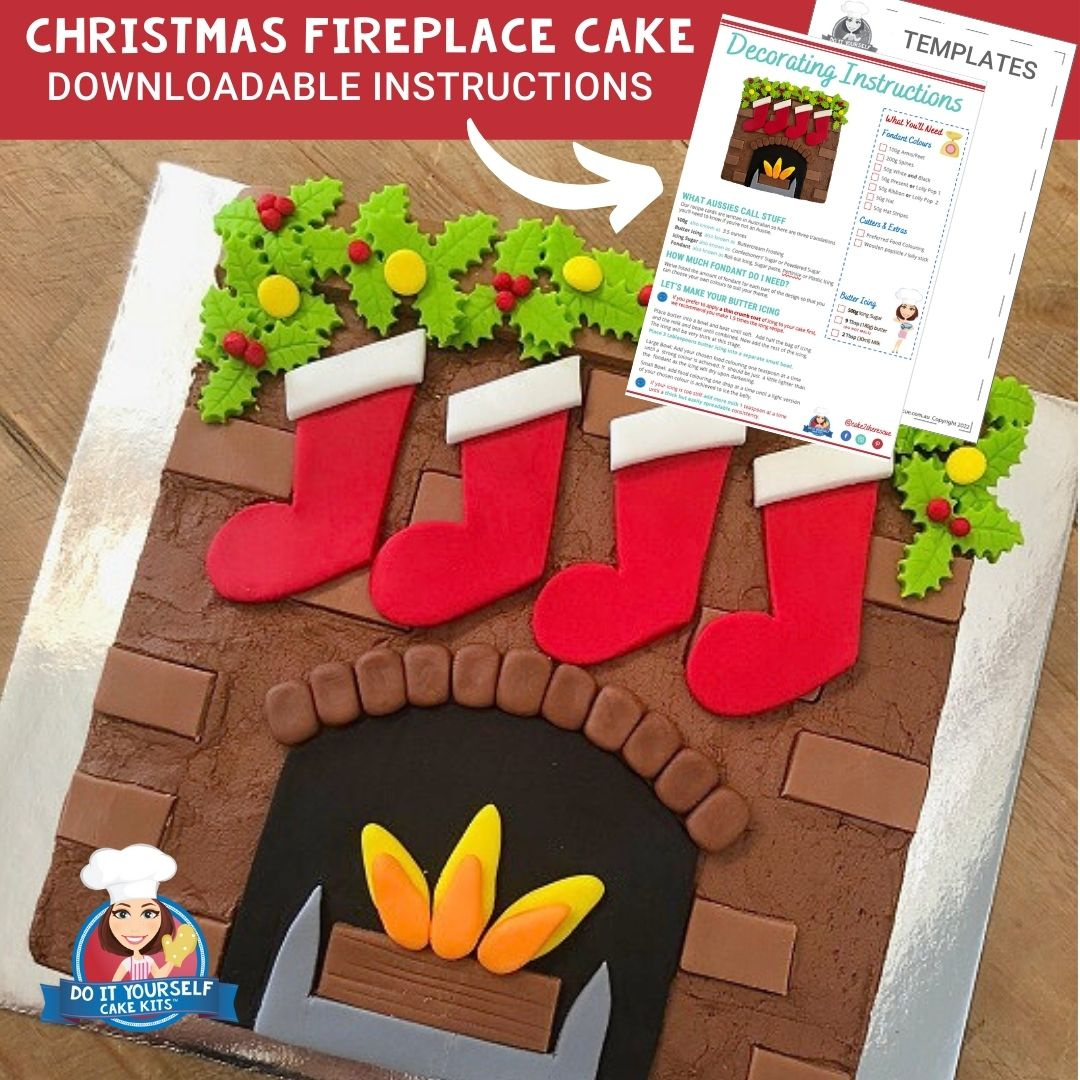 Christmas Fireplace Cake | Printable Template Tutorial | Easy Bake with regard to Christmas Cake Templates Printable