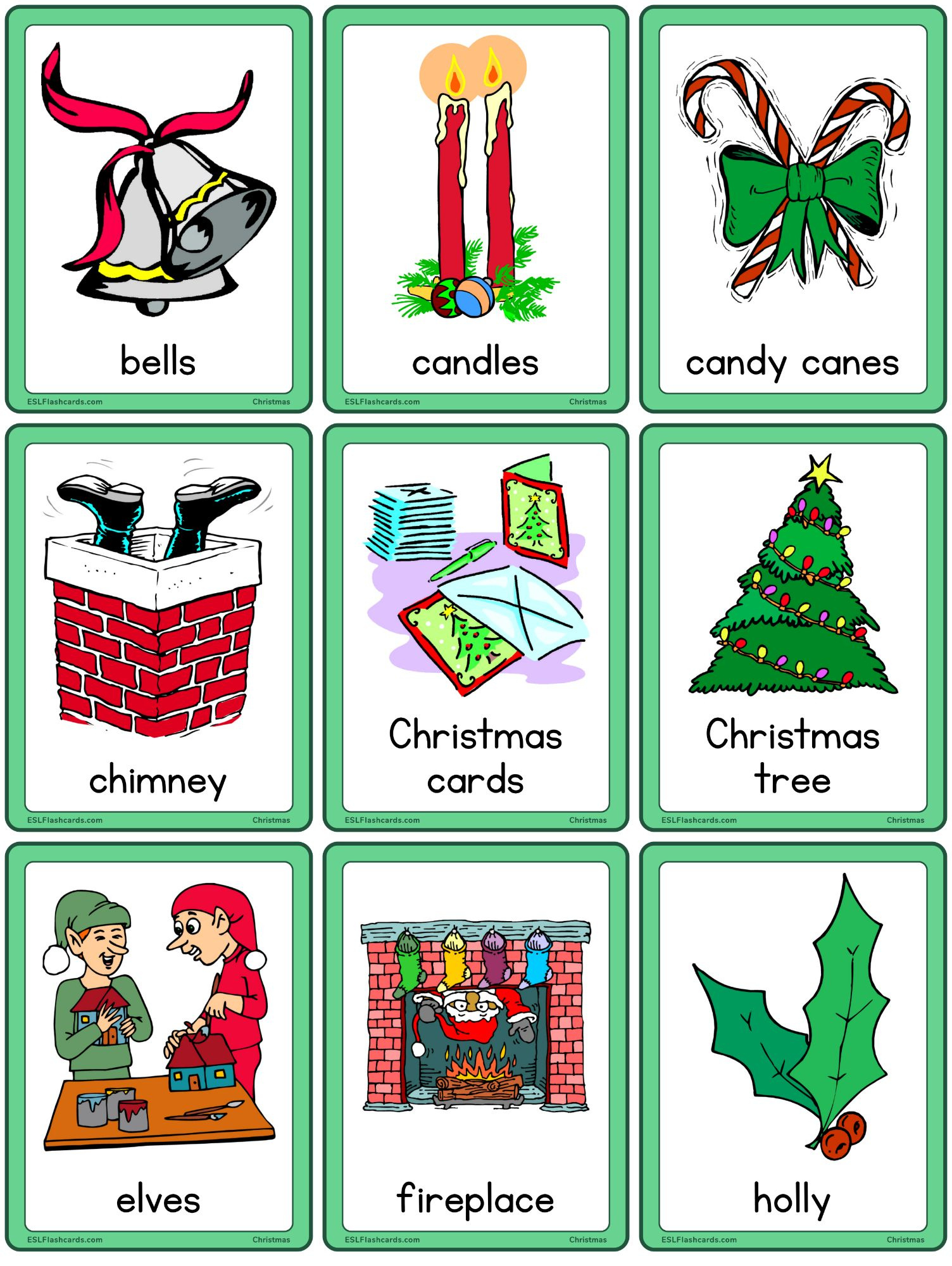 Christmas Flashcards – Esl Flashcards with regard to Christmas Flashcards Printable