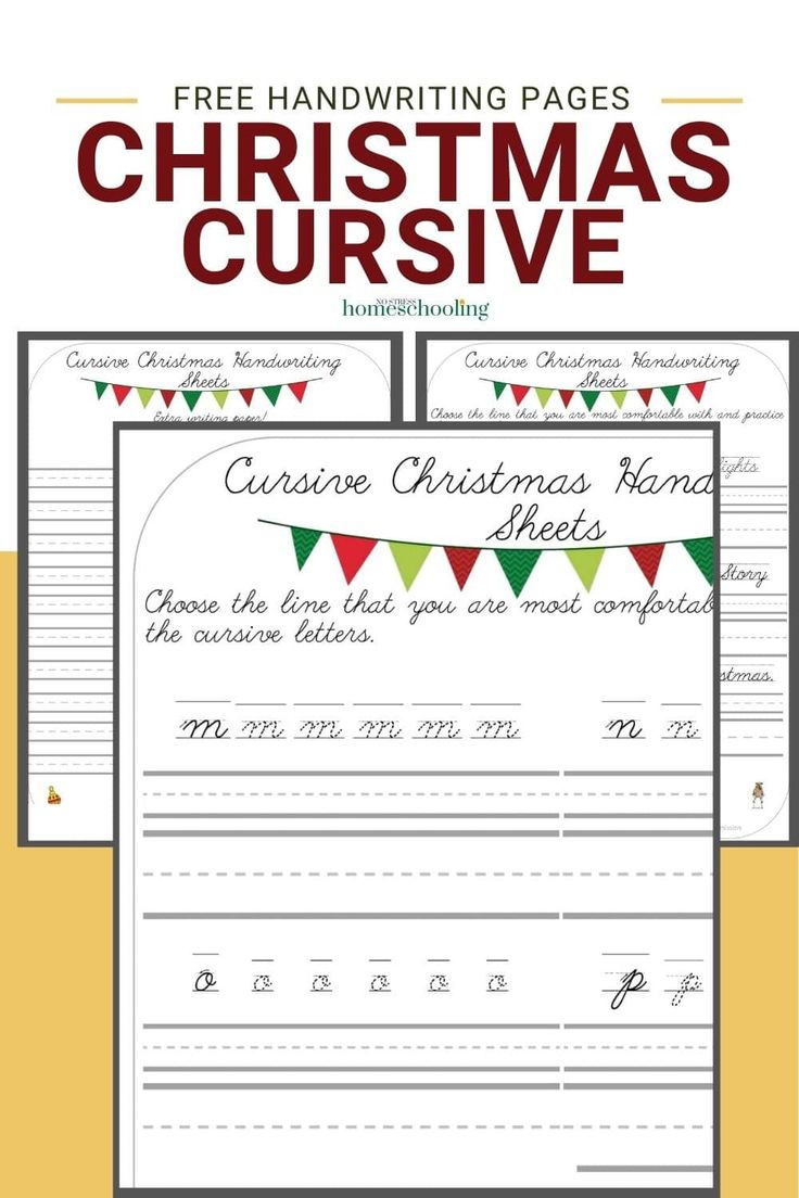 Christmas Free Printable Cursive Handwriting Worksheets for Christmas Cursive Handwriting Worksheets