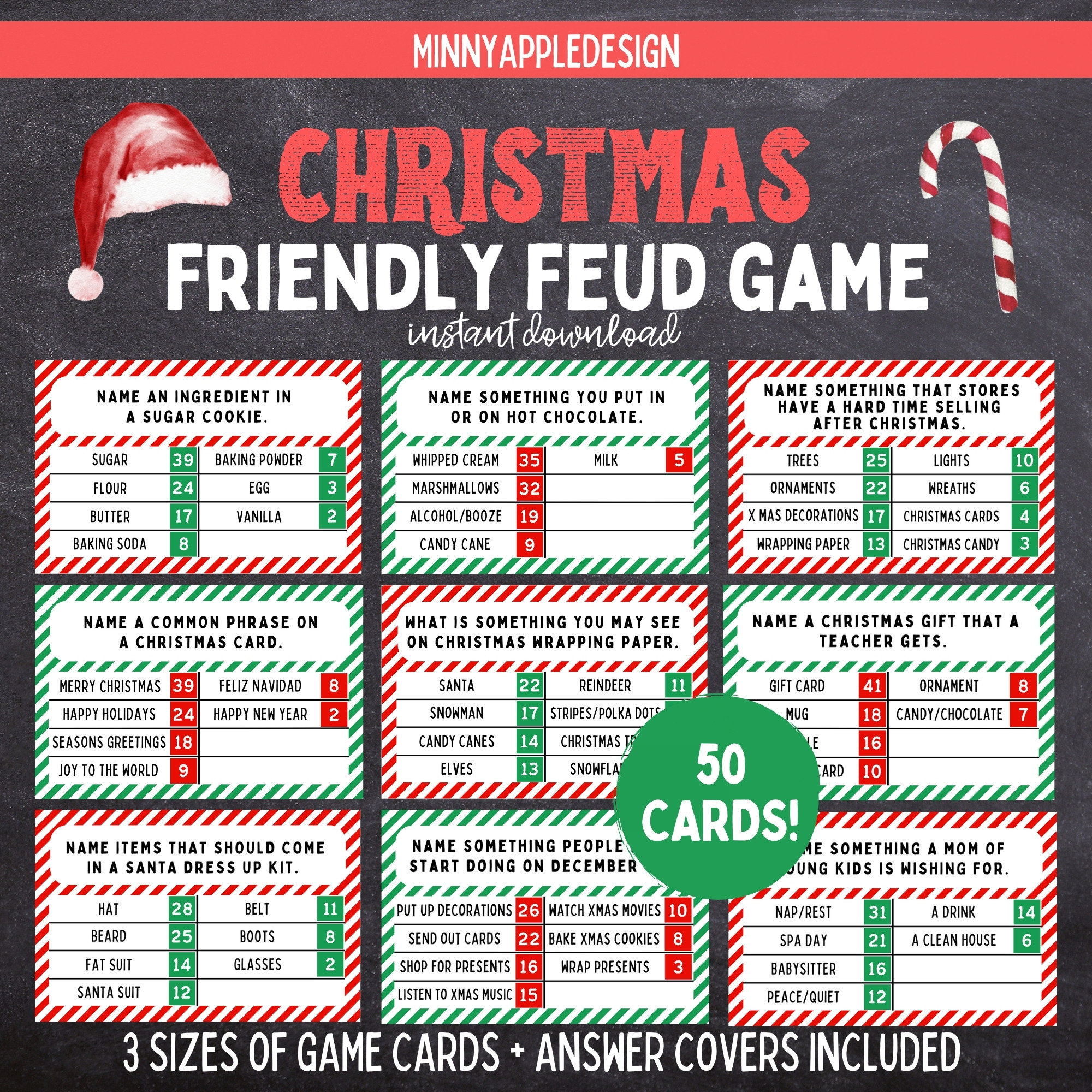 Christmas Friendly Feud Game | Printable Christmas Game | Christmas Party  Game | Christmas Game Adults Family | Christmas Trivia | with regard to Christmas Friendly Feud Printable