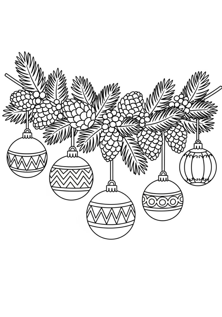 Christmas Garland Coloring Page For Kids - Printable Fun for Christmas Garland Free Printable