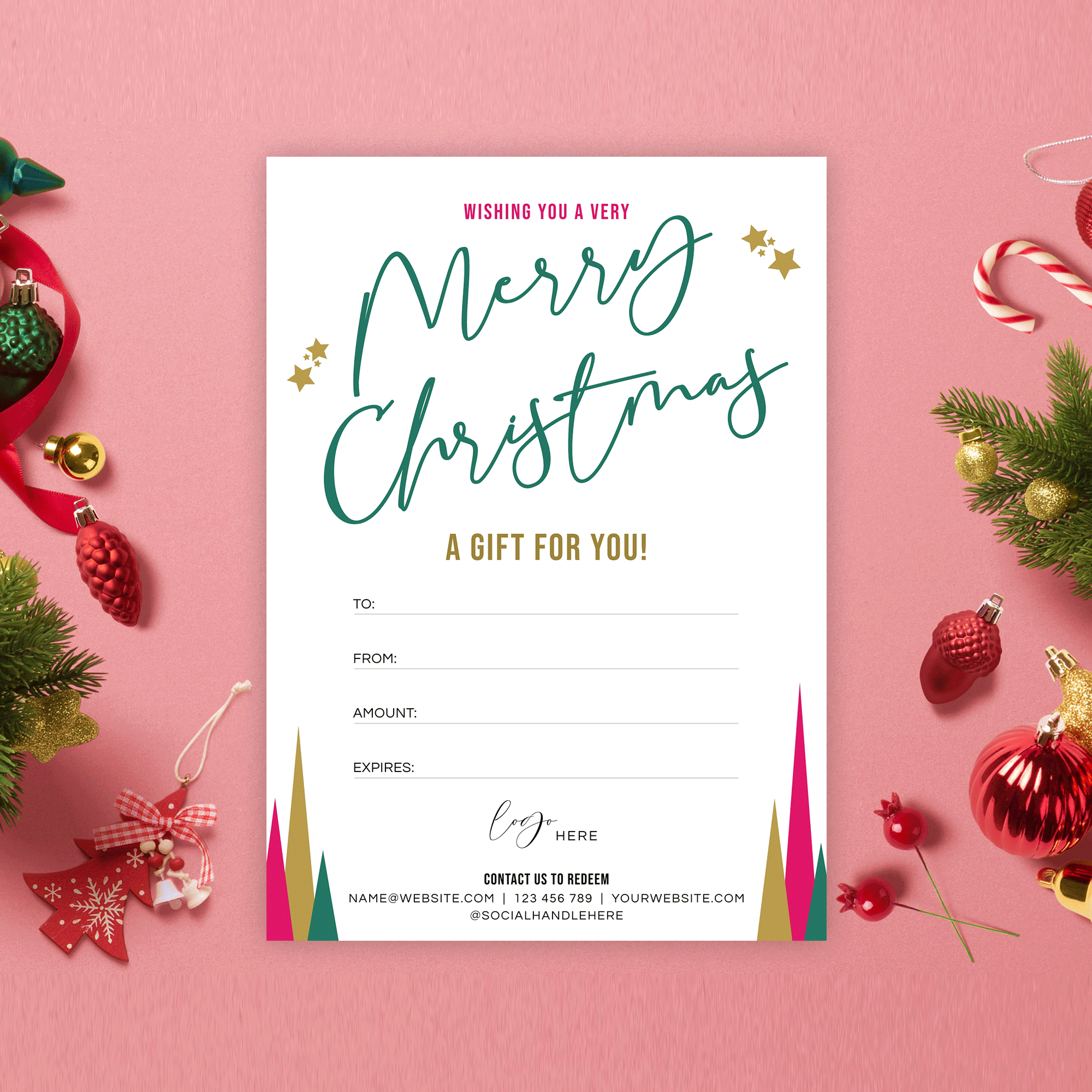Christmas Gift Certificate Template: Customizable Holiday Gift Card for Christmas Gift Note Template