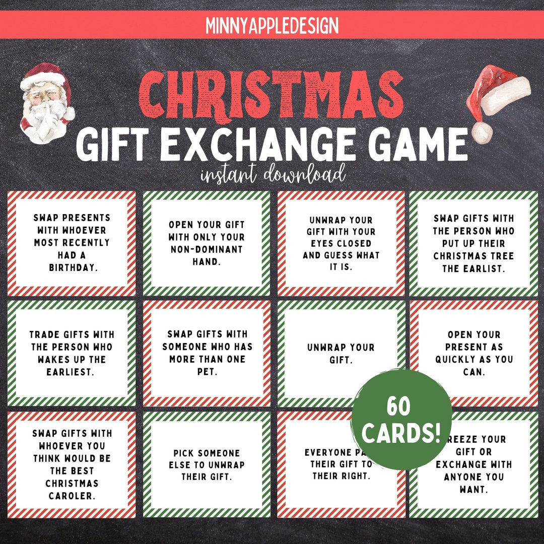 Christmas Gift Exchange Game | Printable Christmas Game | White Elephant  Gift Exchange Cards | Christmas Family Game | Christmas Party Game throughout Printable Christmas Gift Exchange Games