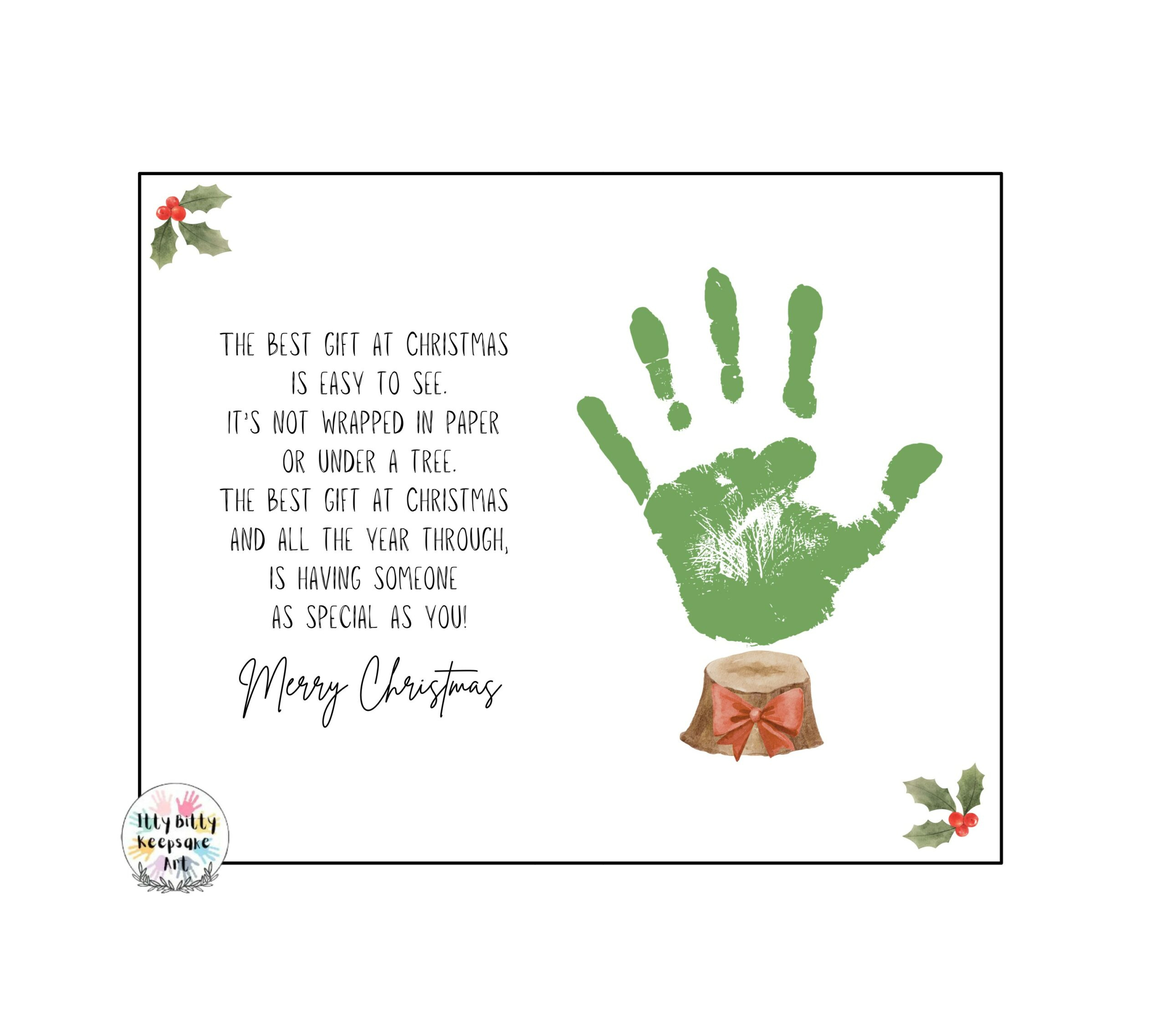 Christmas Gift Handprint Craft Art Printable Template / Winter in Printable Christmas Tree Handprint Poem