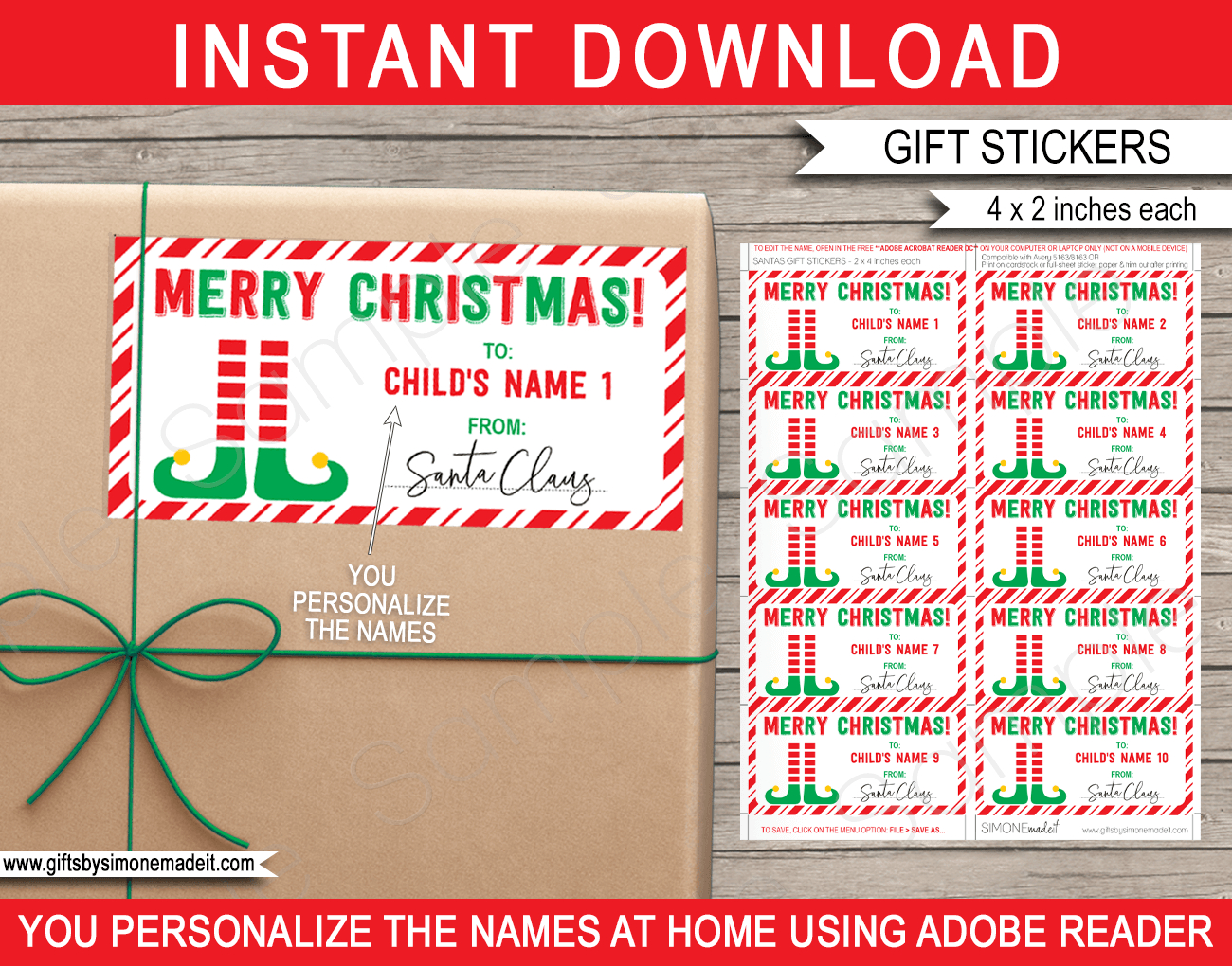 Christmas Gift Labels Template (Elf) - Red &amp;amp; Green within Free Printable Editable Christmas Gift Tags