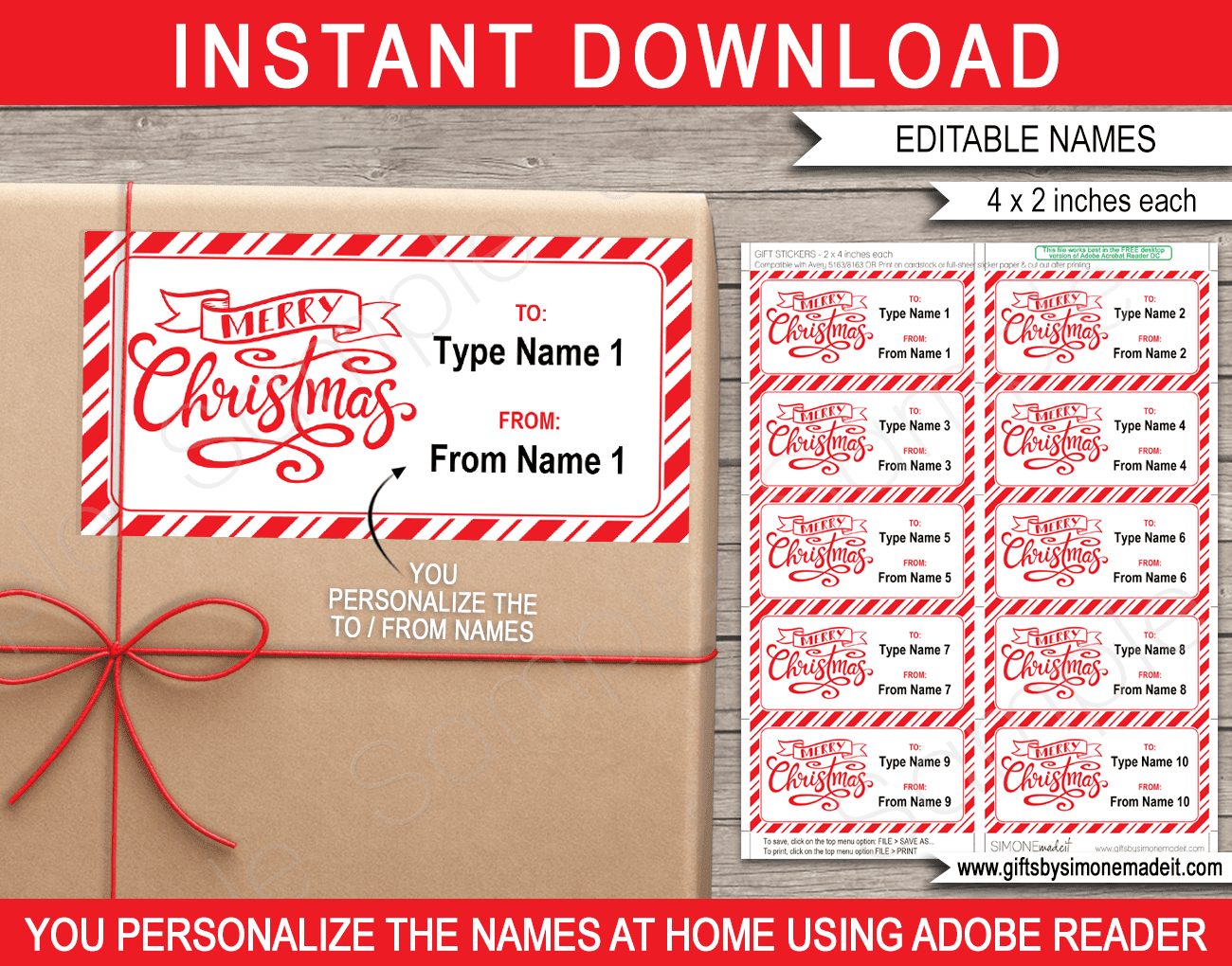 Christmas Gift Labels Template - From Your Name - Red intended for Avery Printable Christmas Gift Tags