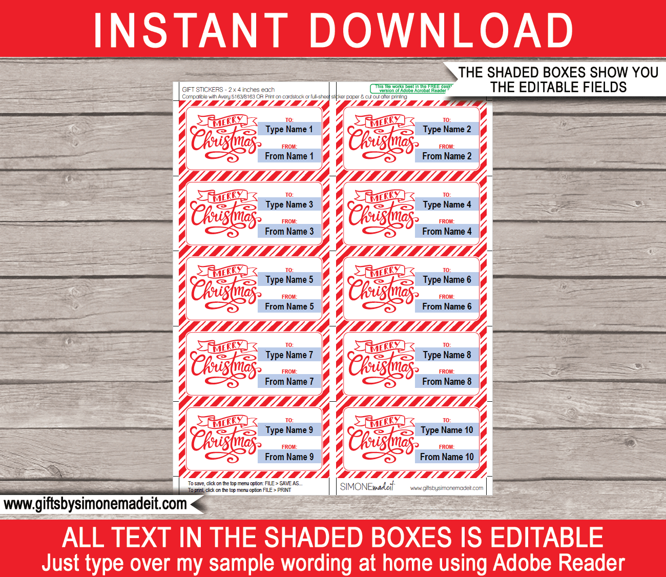 Christmas Gift Labels Template - From Your Name - Red within Avery Printable Christmas Gift Labels