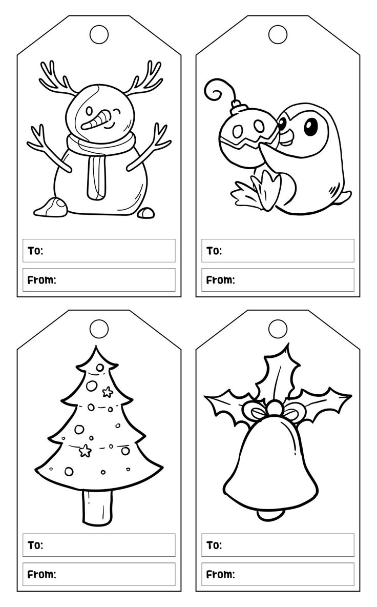Christmas Gift Tags To Color - 10 Free Pdf Printables | Printablee with regard to Christmas Gift Tags to Color Printable