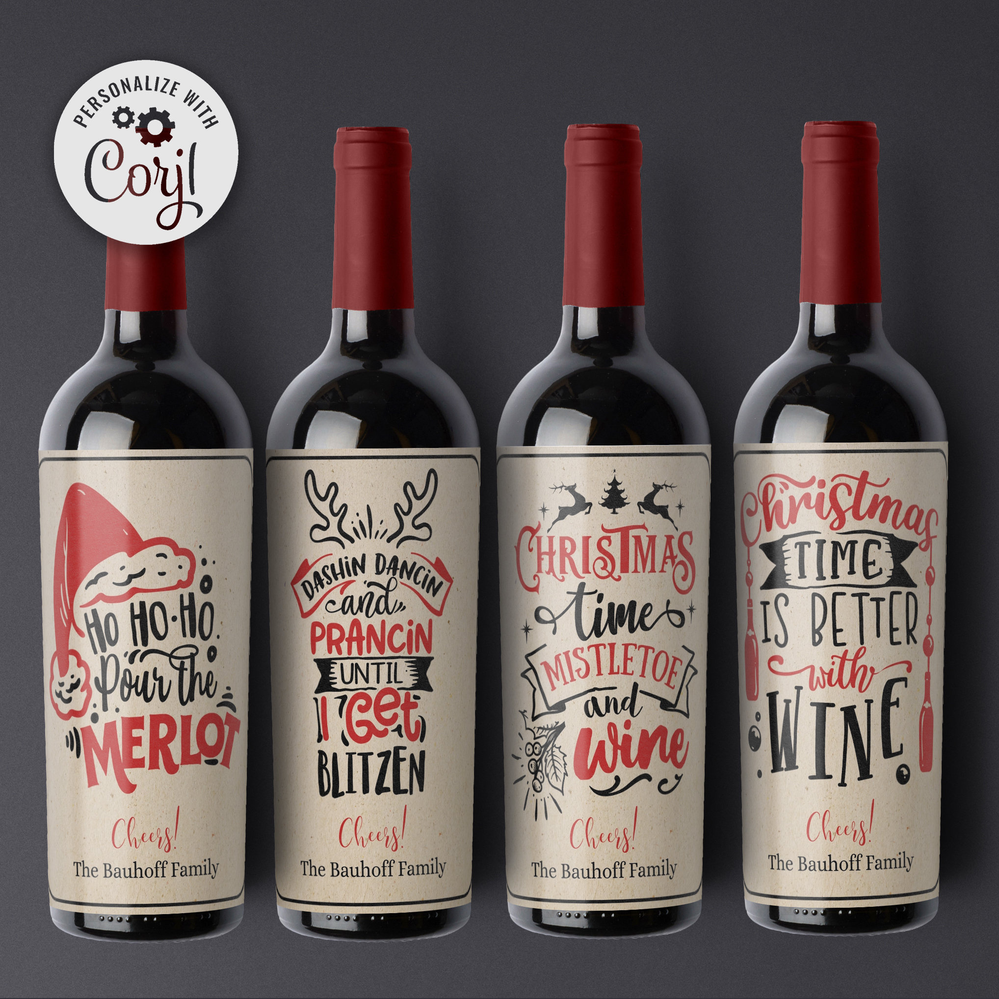 Christmas Gift Wine Label Template, Digital Download Wine Labels pertaining to Printable Christmas Wine Labels