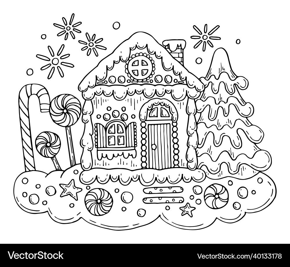 Christmas Gingerbread House Coloring Page – Lizenzfreie throughout Gingerbread House Coloring Pages Printable