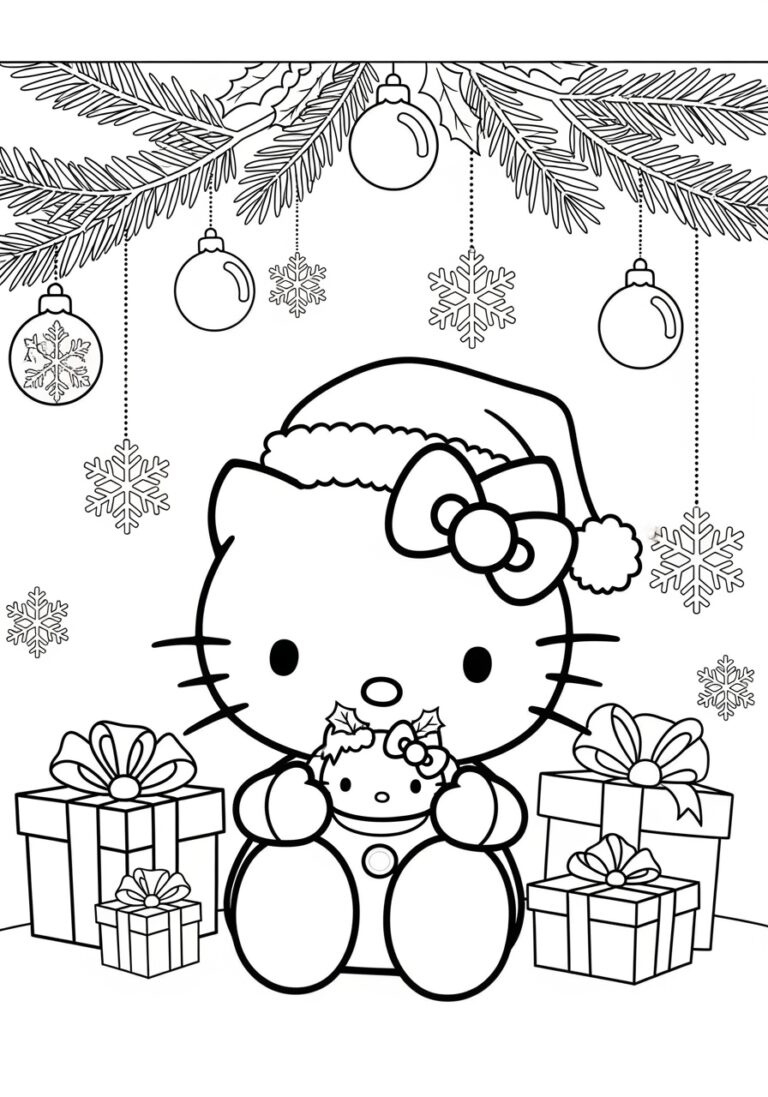 Christmas Hello Kitty Coloring Sheets - Free Printables regarding Printable Color Pages Christmas