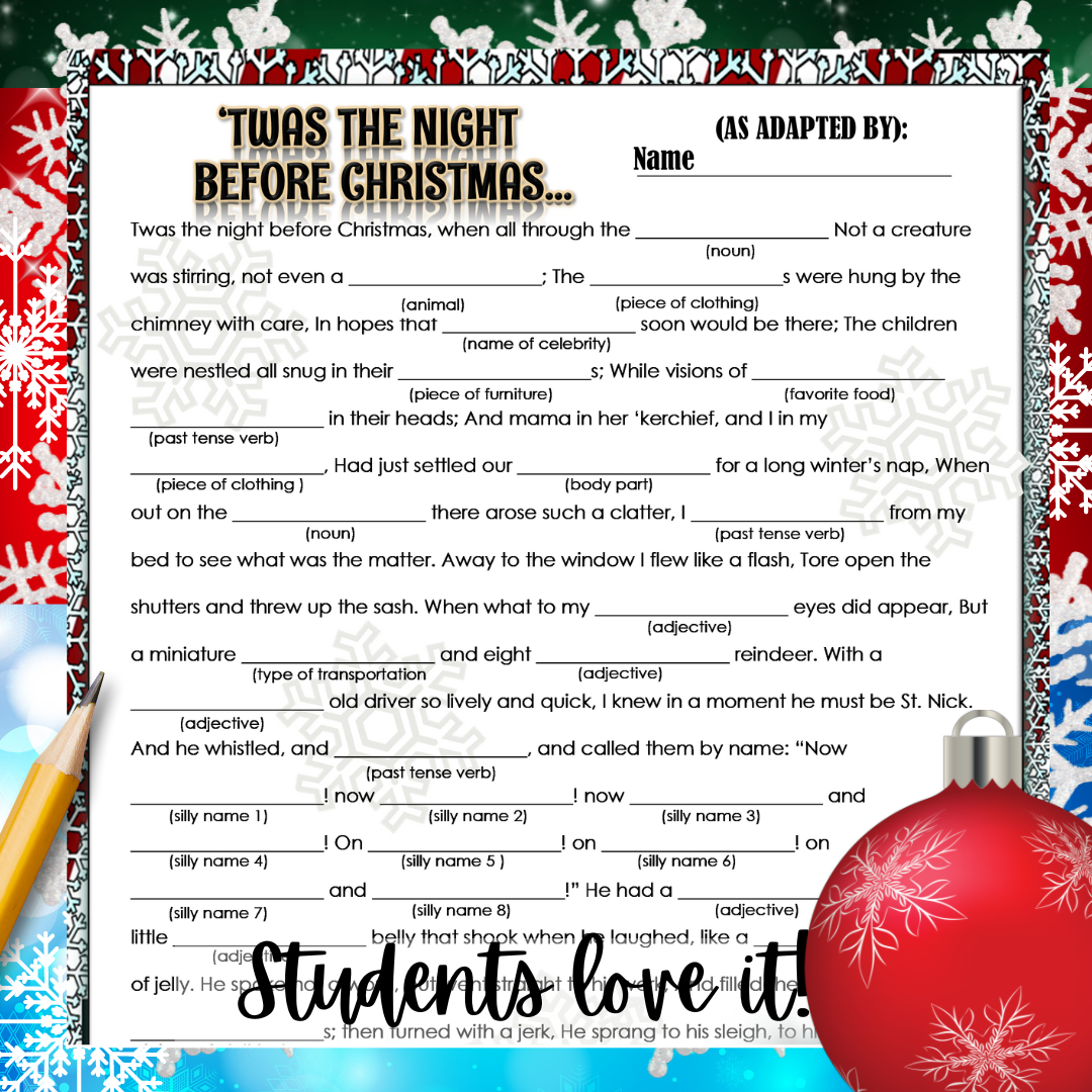 Christmas Holiday Activities For Middle School Ela English: Mad regarding Christmas Worksheets For Middle School