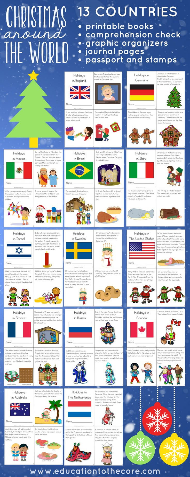 Christmas Holidays Around The World Activities throughout Christmas Around the World Booklet Printable