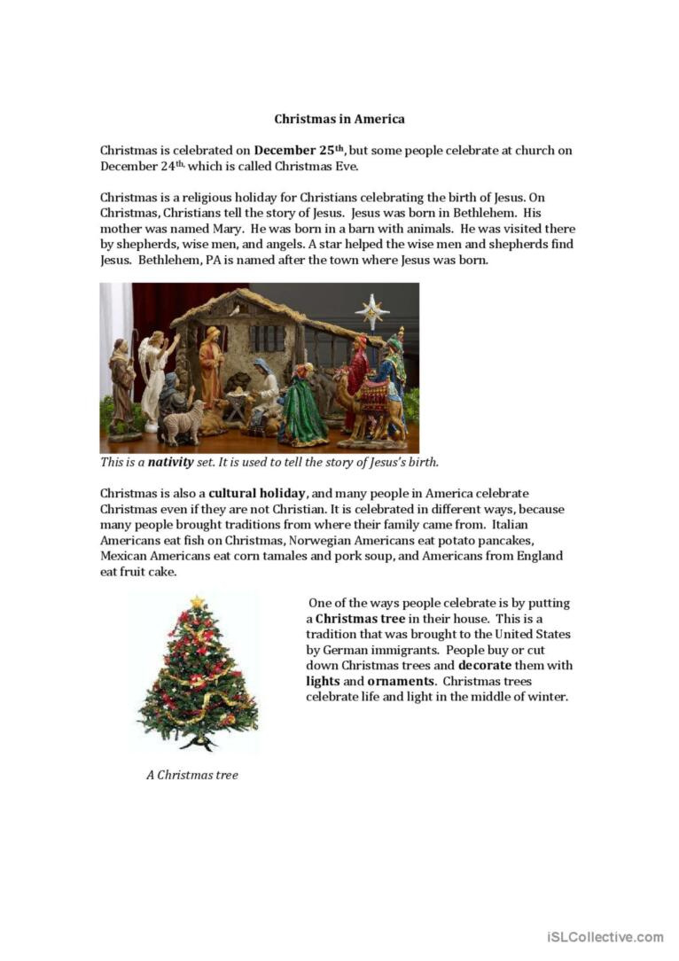 Christmas In America: English Esl Worksheets Pdf &amp;amp; Doc with regard to Christmas in the Usa Worksheet