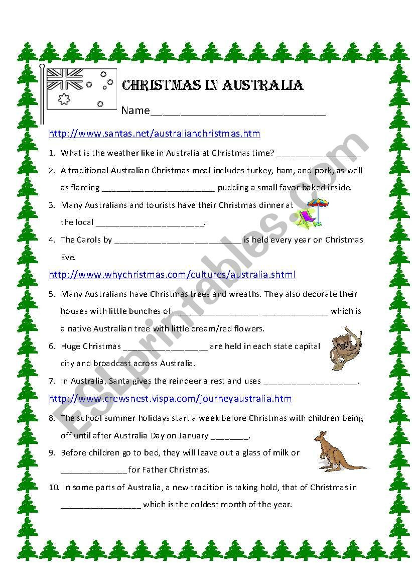 Christmas In Australia - Esl Worksheetbechunter regarding Christmas In Australia Worksheets