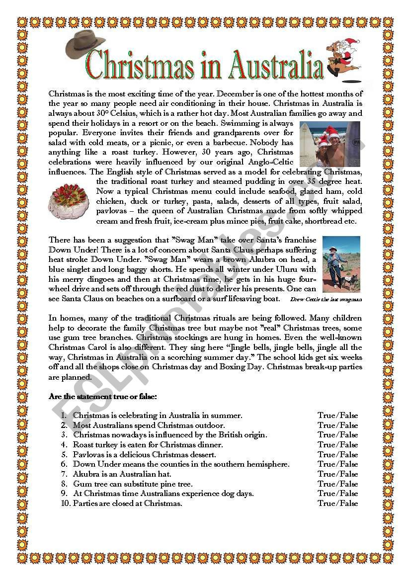 Christmas In Australia With Key - Esl Worksheetsaskat3 pertaining to Christmas In Australia Worksheets