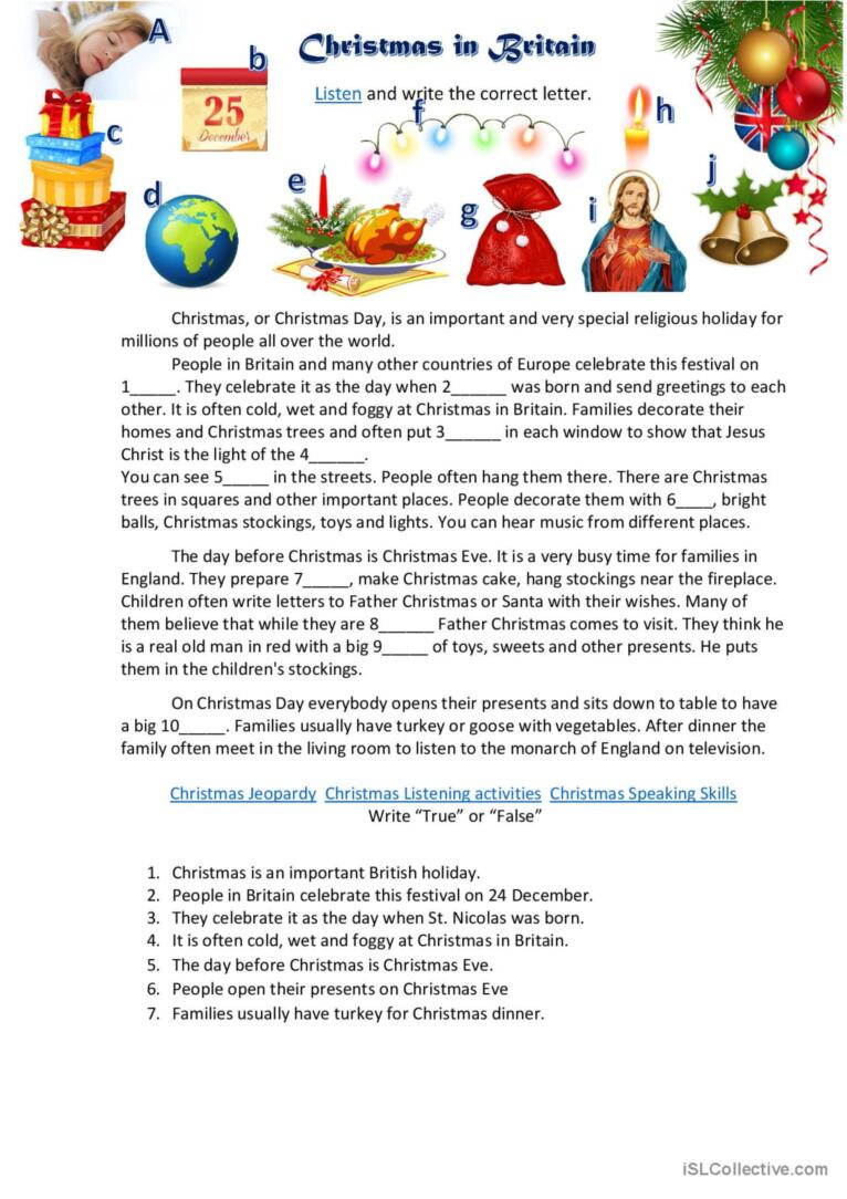 Christmas In Britain General Readin…: English Esl Worksheets Pdf & Doc intended for Christmas in Britain Worksheets