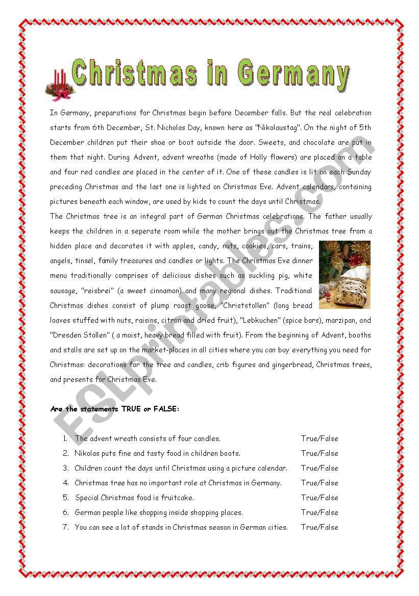 Christmas In Germany With Key - Esl Worksheetsaskat3 in Christmas In Germany Worksheet