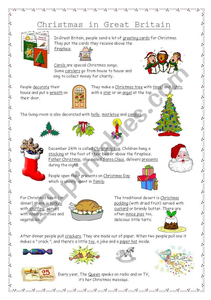 Christmas In Great Britain - Esl Worksheetnathalie891 for Christmas in Britain Worksheets
