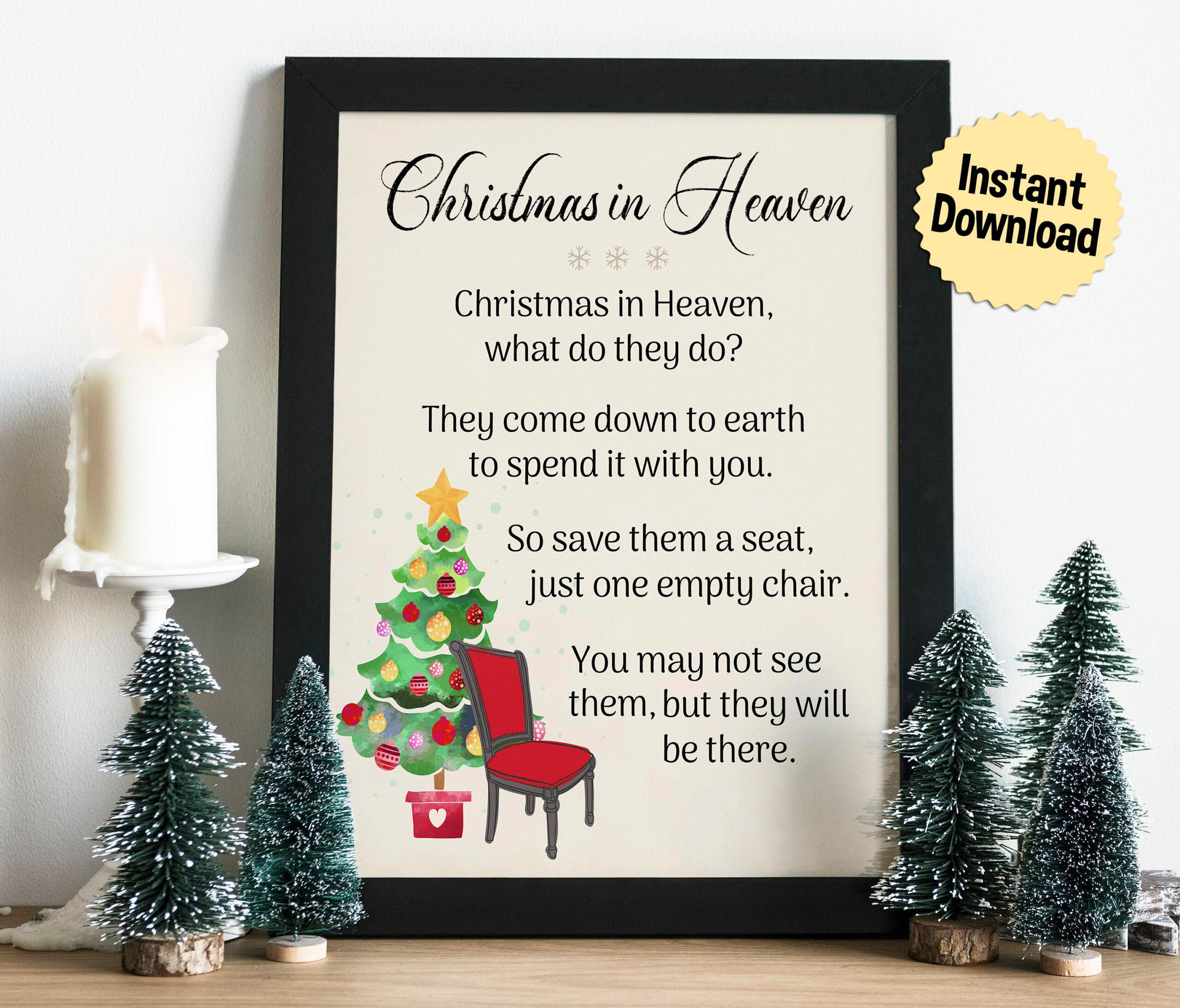 Christmas In Heaven Poem Print: Grief &amp;amp; Mourning Decor (Digital pertaining to Christmas Empty Chair Poem Printable