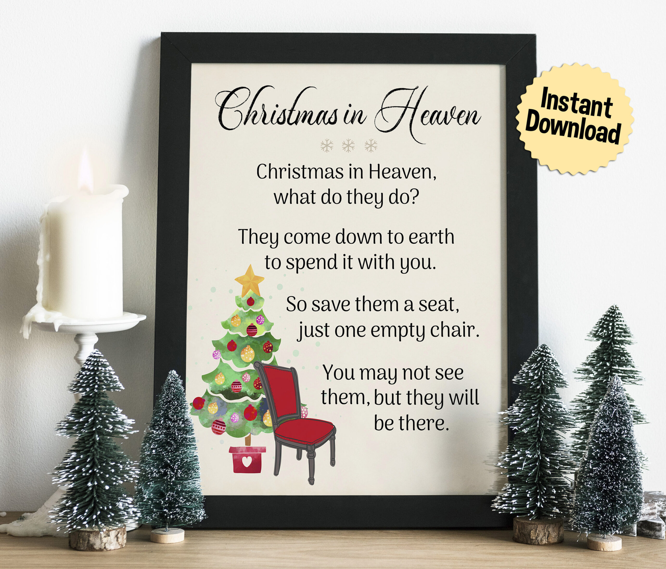 Christmas In Heaven Poem Print: Grief &amp;amp; Mourning Decor (Digital with Christmas In Heaven Poem With Chair Printable