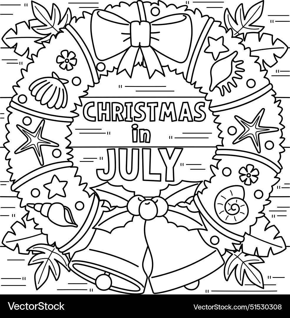 Christmas In July Wreath – Royalty-Free Vector | Vectorstock within Christmas in July Free Printable
