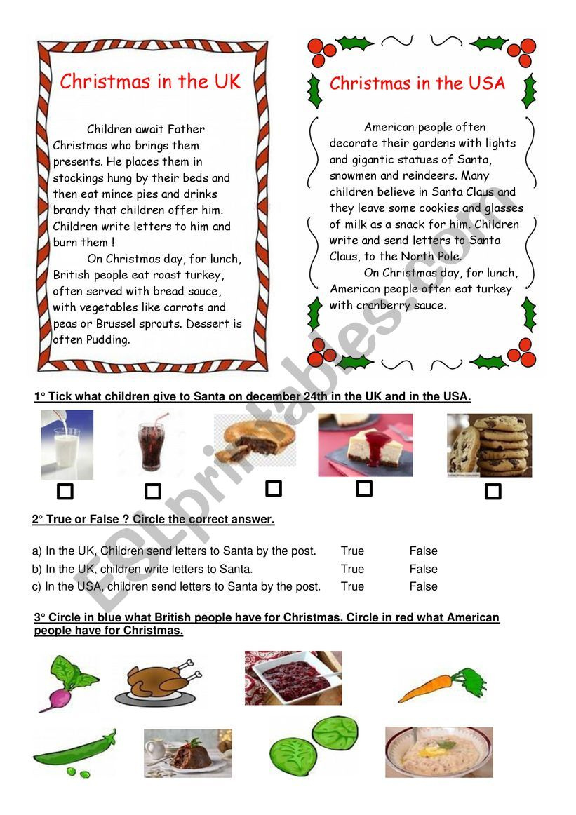 Christmas In The Uk And In The Usa - Esl Worksheetbouh17 for Christmas in the Usa Worksheet