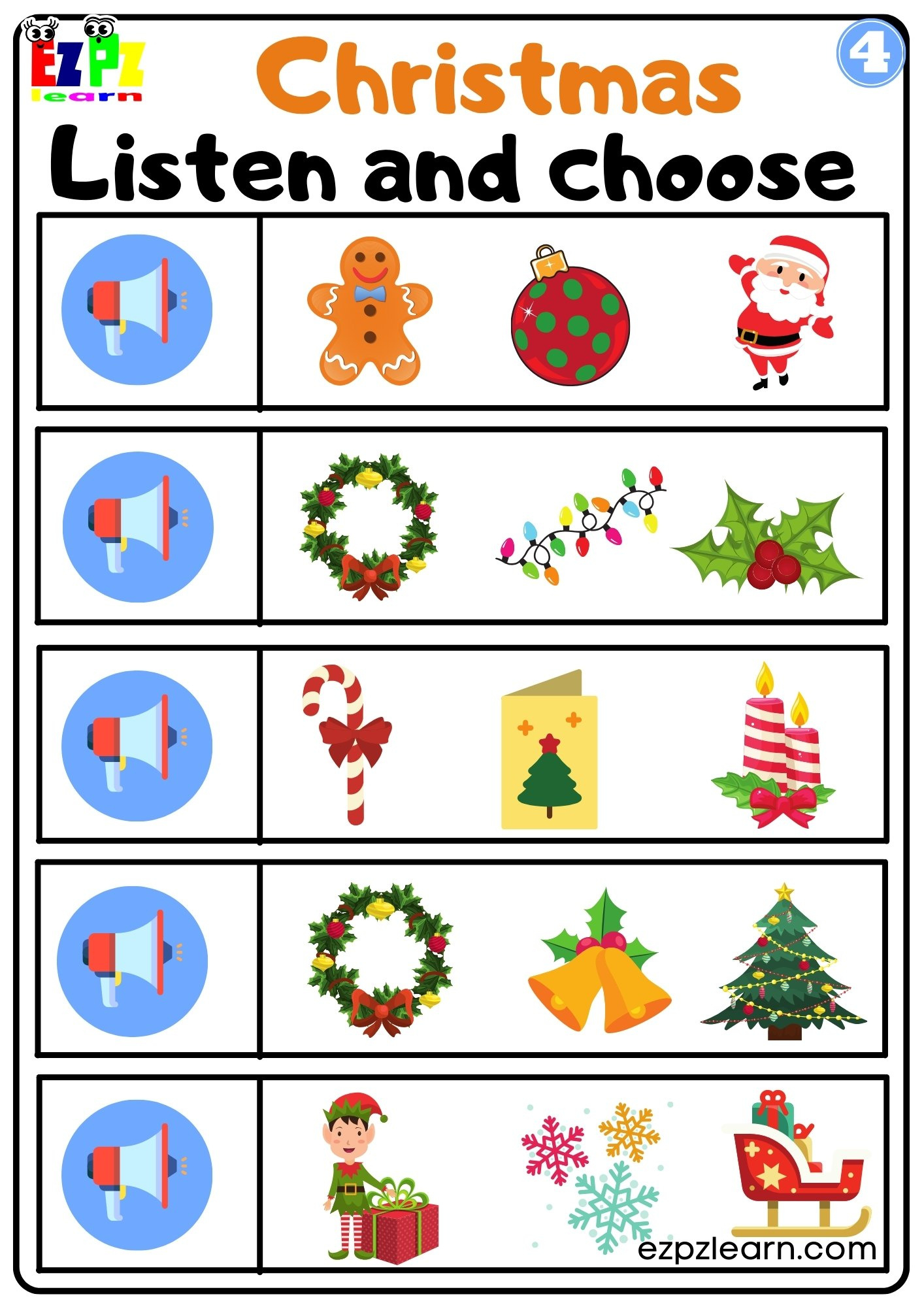 Christmas Interactive Worksheet Listen And Choose The Correct throughout Christmas Worksheets For Esl Students