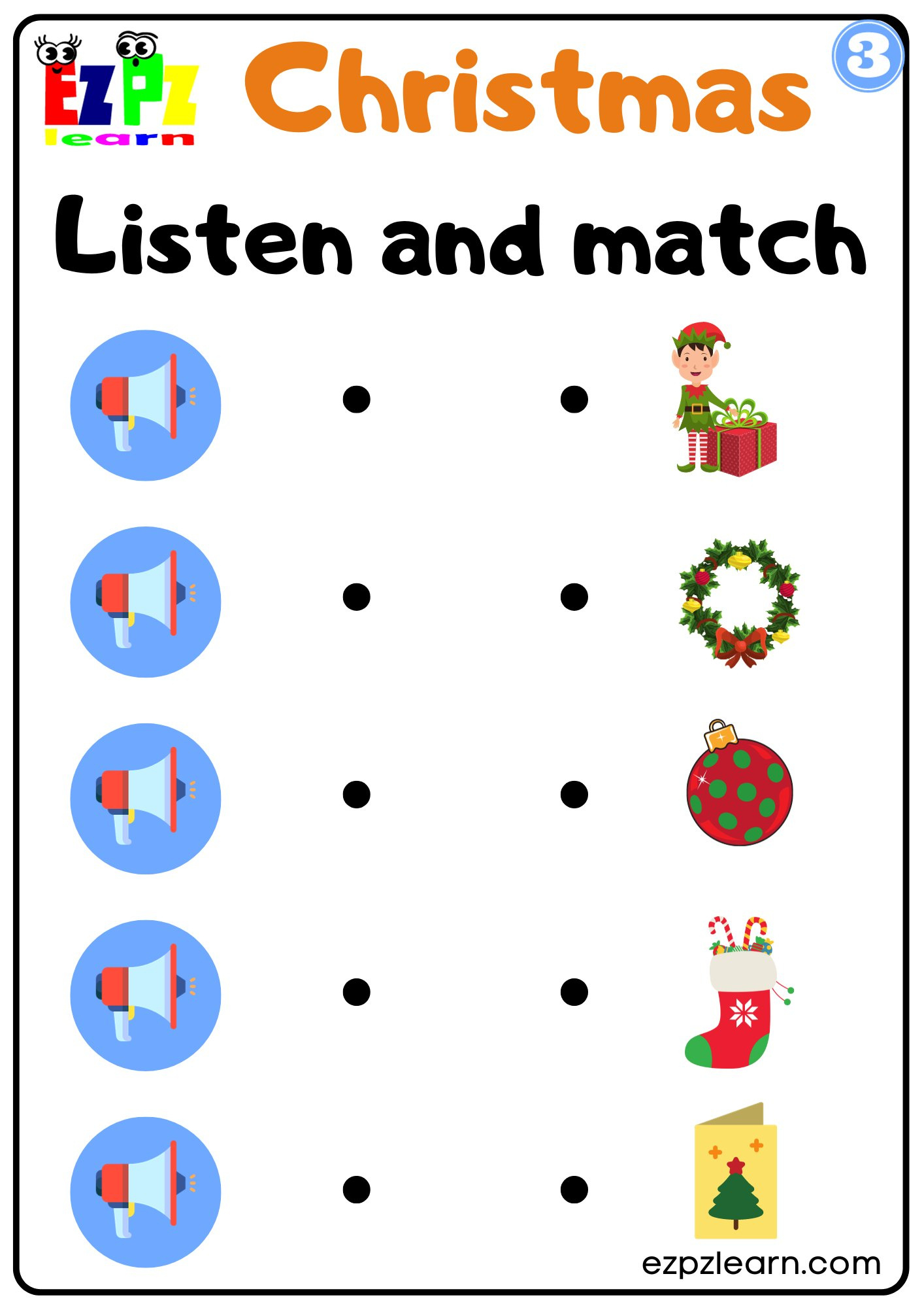 Christmas Interactive Worksheet Listen And Match The Correct intended for Christmas Match Up Worksheets