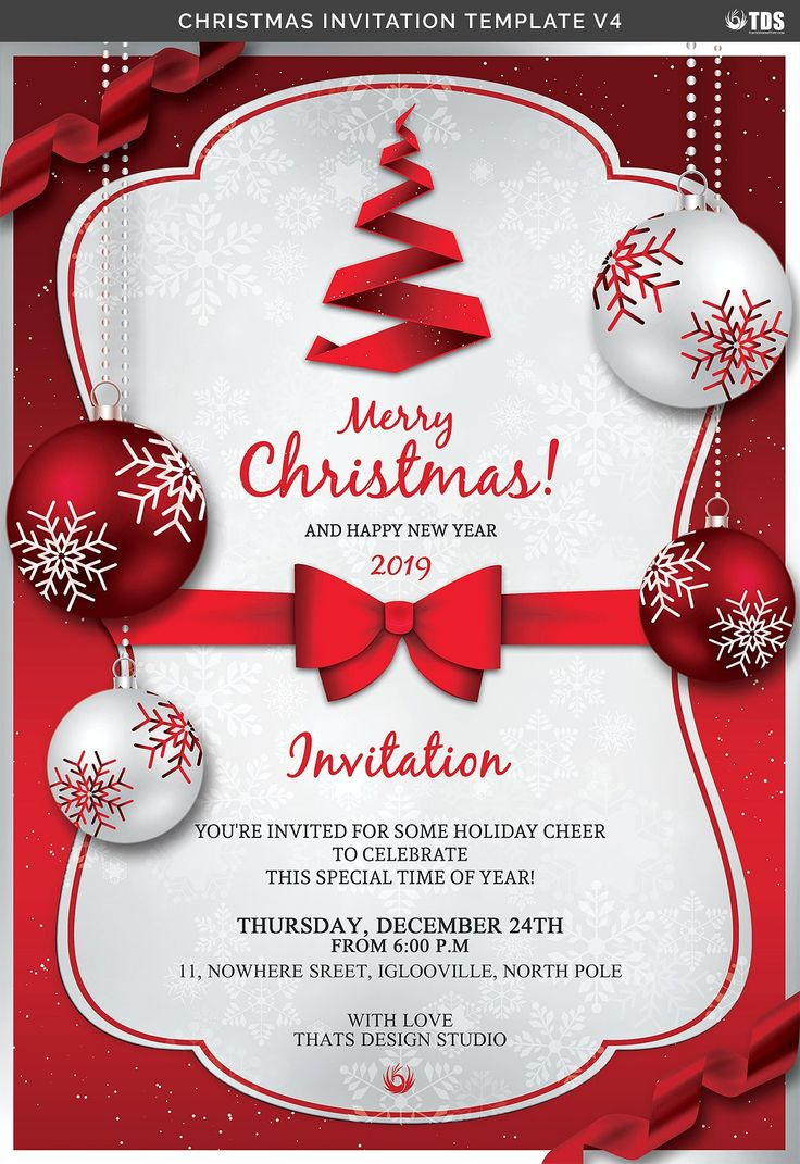 Christmas Invitation Template V4 in Christmas Invitation Card Free Printable