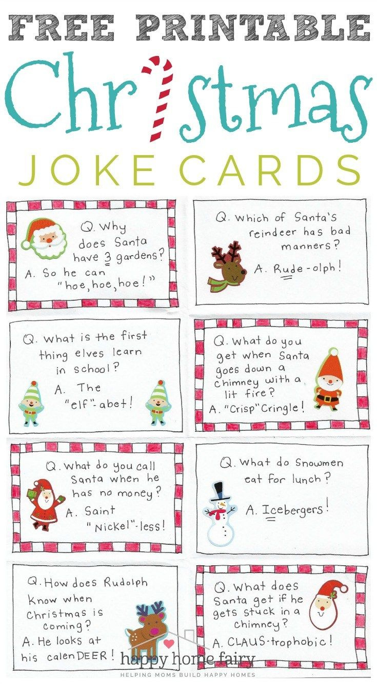 Christmas Joke Cards - Free Printable! - Happy Home Fairy in Christmas Jokes For Adults Printable