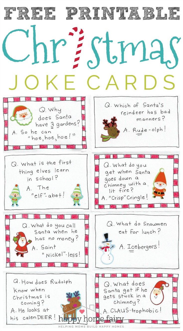Christmas Joke Cards - Free Printable! - Happy Home Fairy pertaining to Christmas Jokes Kid-Friendly Printable