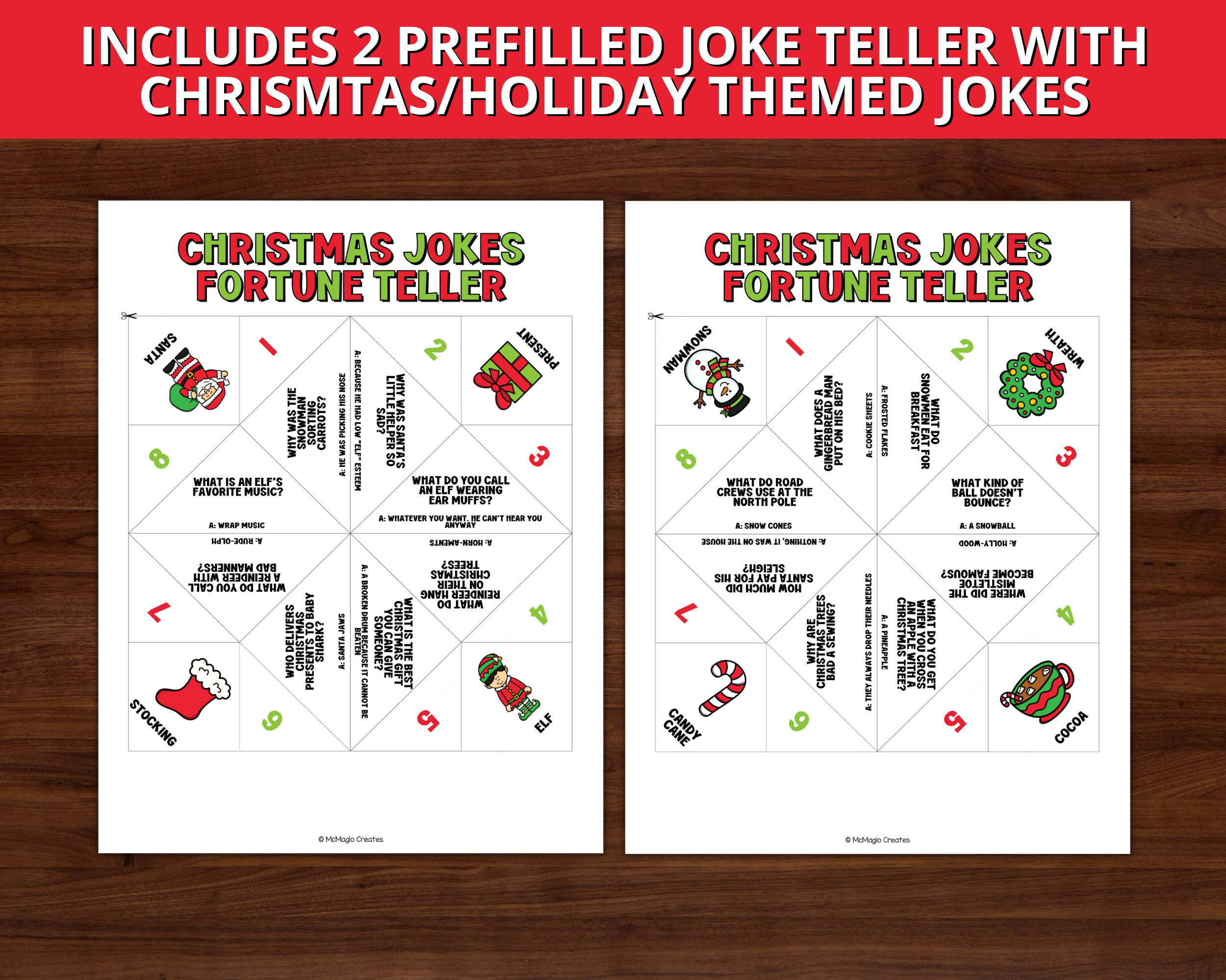Christmas Jokes Printable, Christmas Joke Teller, Christmas Cootie with regard to Christmas Joke Fortune Teller Printable