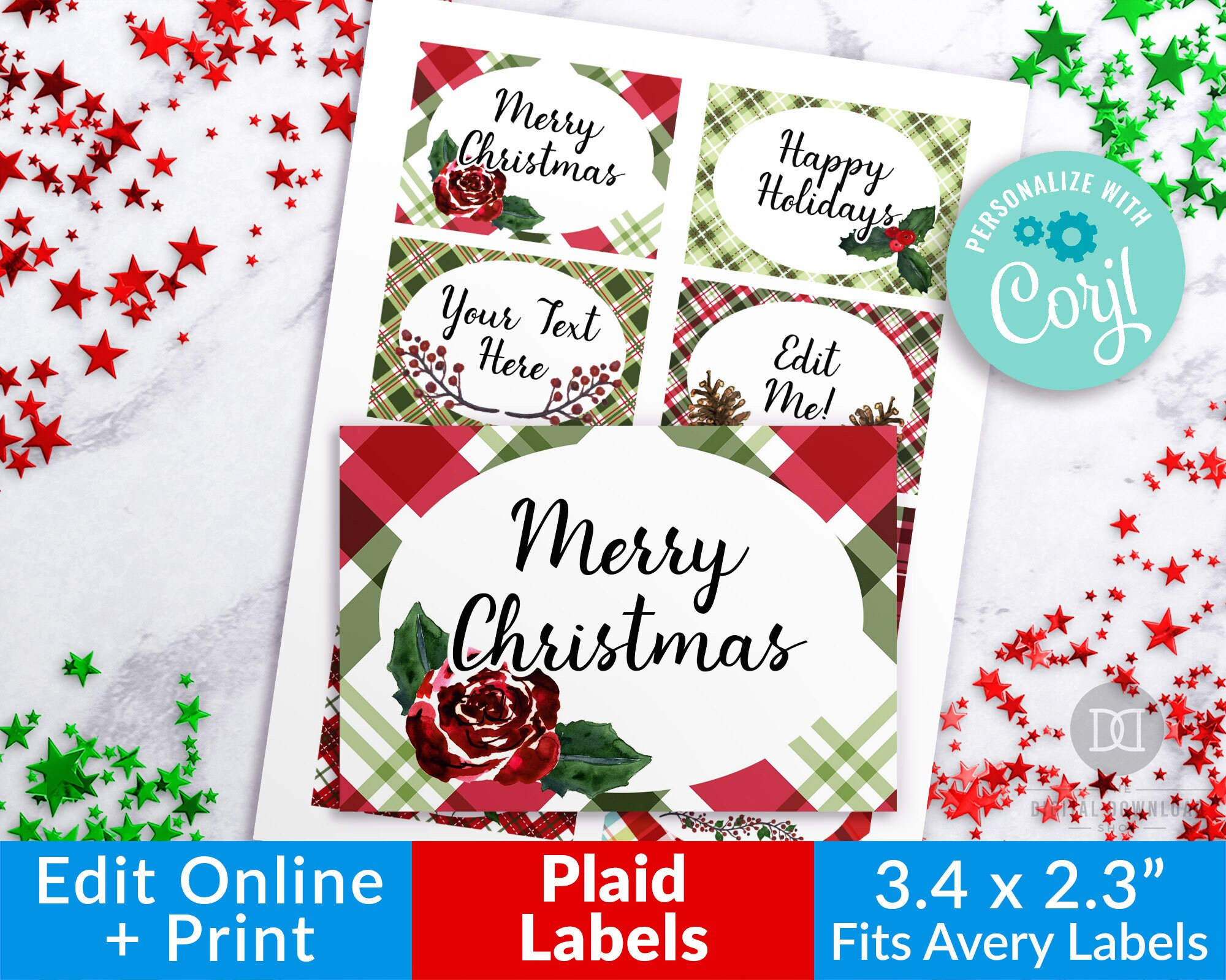 Christmas Labels Editable- Plaid, Printable Christmas Tags regarding Avery Printable Christmas Tags