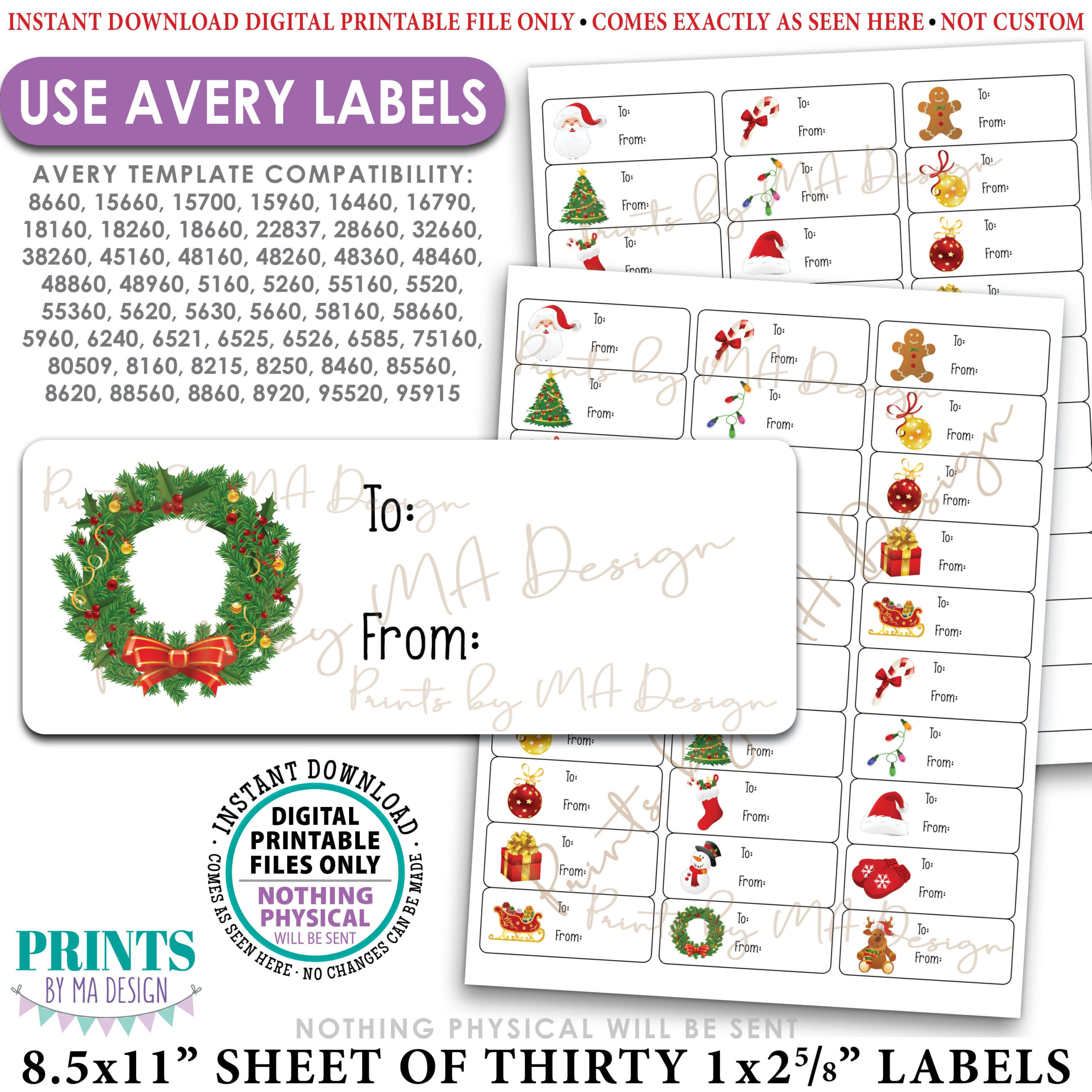 Christmas Labels, Holiday Tags, Xmas Presents, Gifts, Package with regard to Avery Printable Christmas Labels