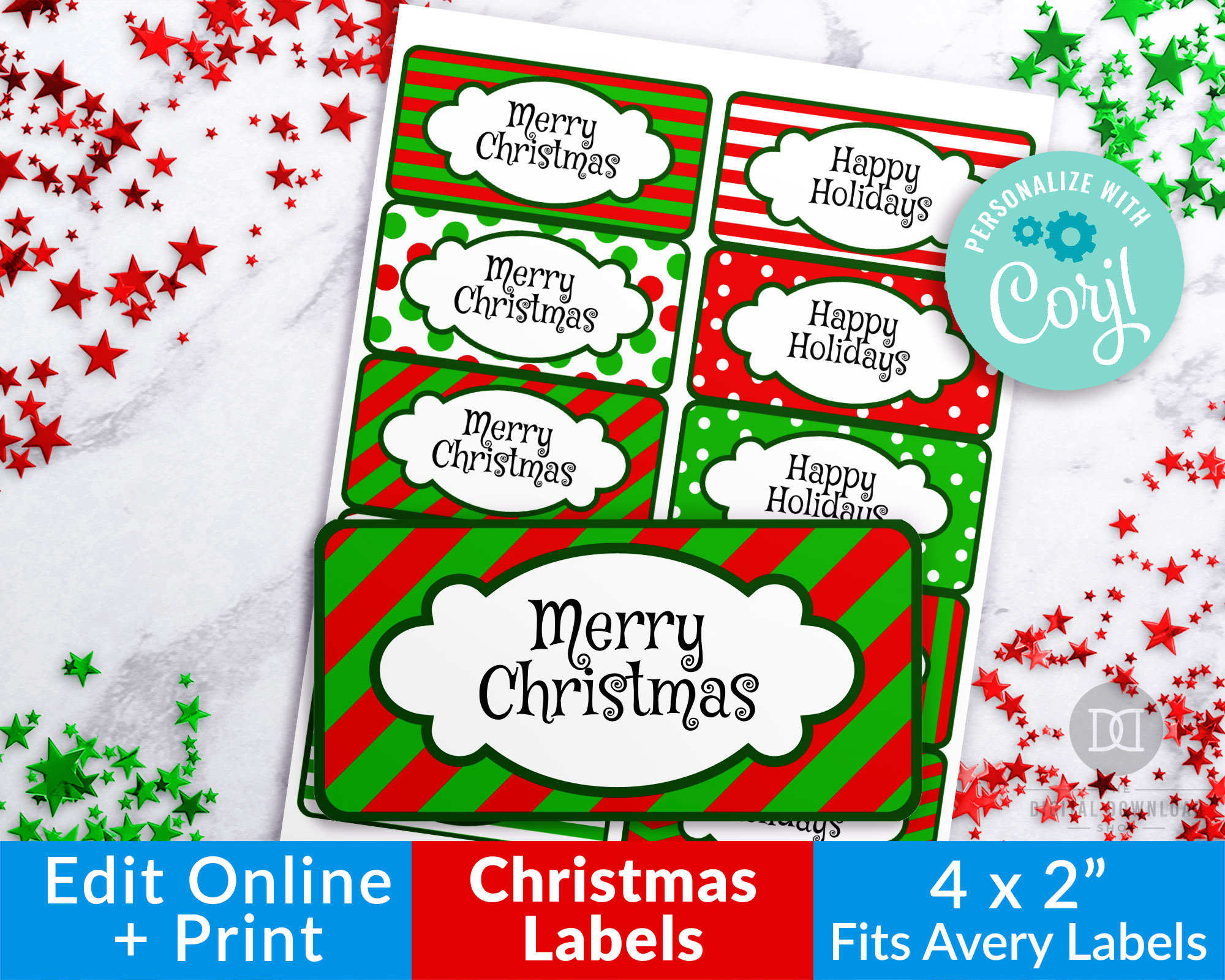 Christmas Labels Printable- Narrow, Editable Christmas Tags pertaining to Avery Printable Christmas Tags