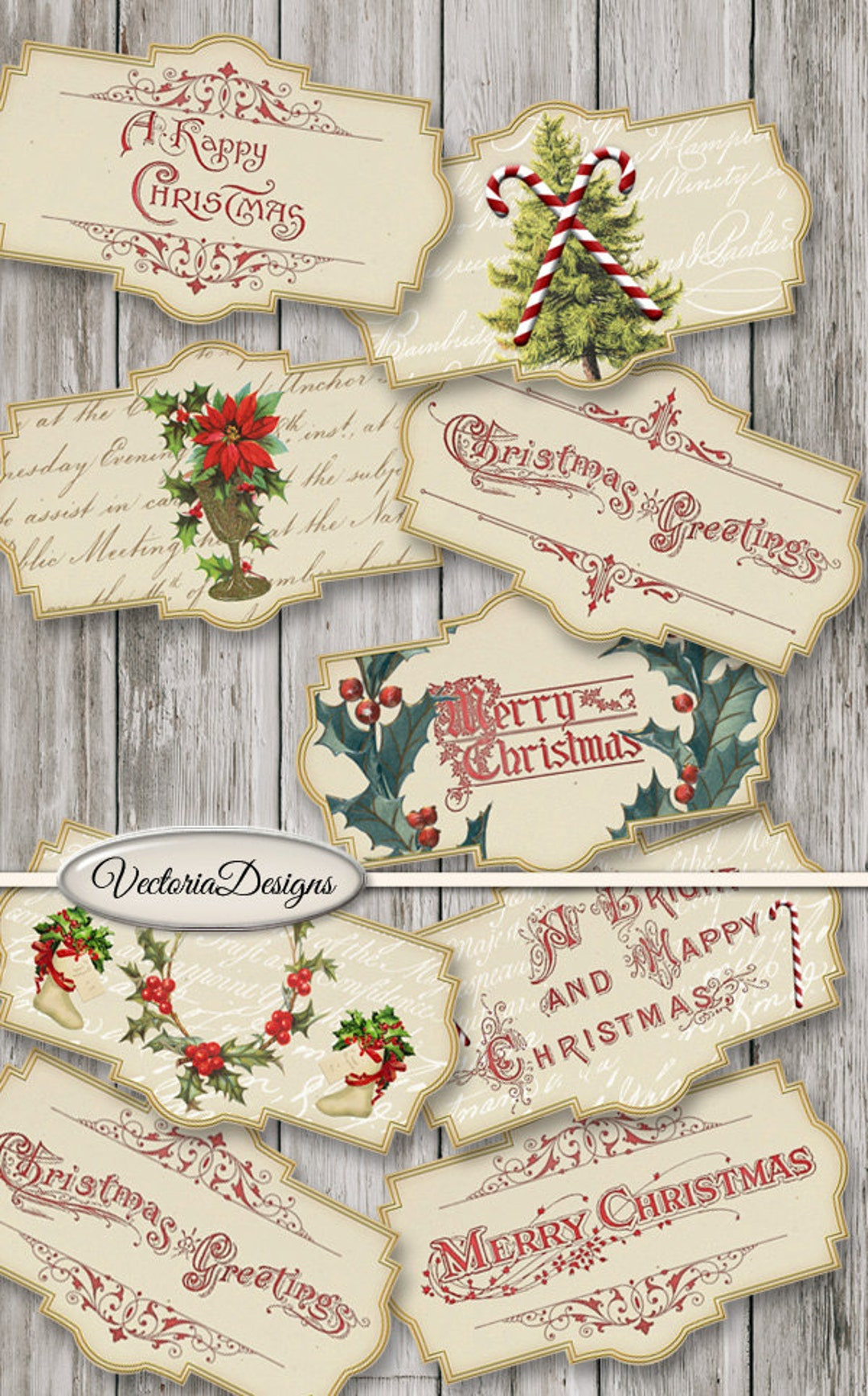 Christmas Labels Printable, Vintage Christmas Labels, Christmas Decoration, Merry Christmas Digital, Christmas Gift, Xmas Labels 001480 - Etsy.de with regard to Christmas Labels Printable